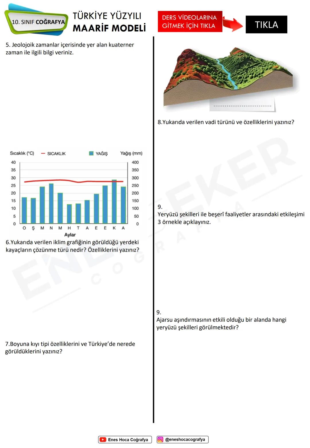 # TÜRKİYE YÜZYILI
## 10. SINIF COĞRAFYA
### MAARİF MODELİ
# DERS VİDEOLARINA
## GİTMEK İÇİN TIKLA
Yerin iç yapısı hakkında
- Deprem dalgal