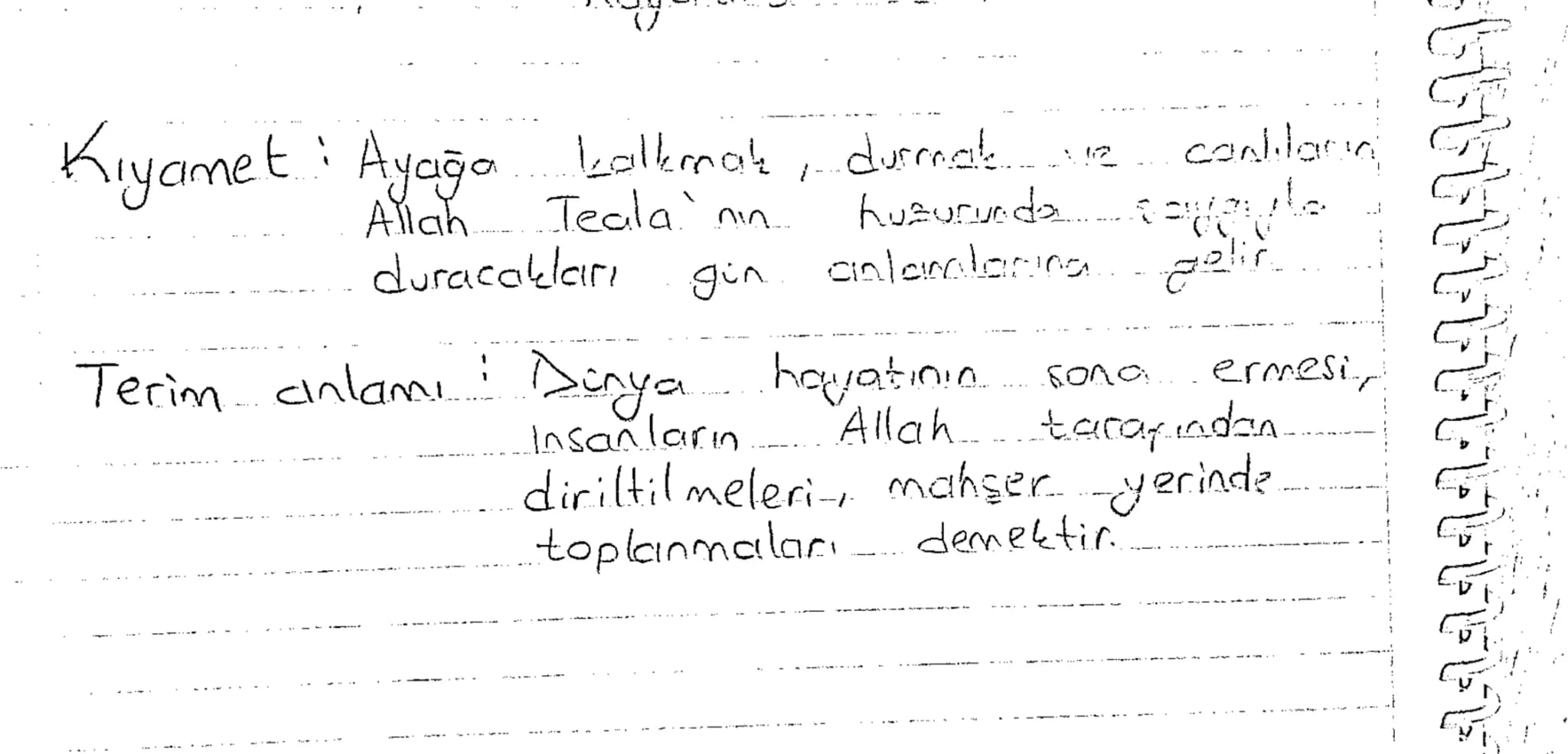 # Ahiret Alemi
Alairet i "ilk anlamdaki "evvel" kelimesinin zitti
olup "son" demektir.
Terim anlamı: Dunya hayatından sonra başlayıp
sonsuza