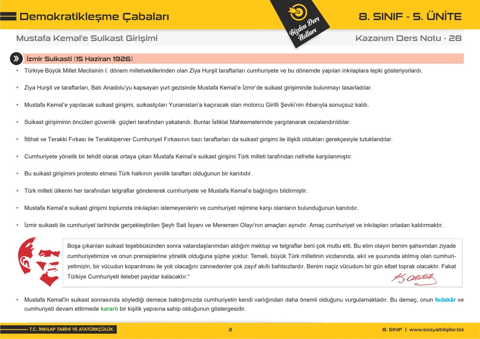 8.SINIF
1, 2, 3, 4, 5 ve
6.ÜNİTE
DERS NOTLARI
sosyalbilgiler.biz
Şeyhmus Yüce 8.SINIF
I.ÜNİTE
DERS NOTLARI
sosyalbilgiler.biz
Şeyhmus Yüce #