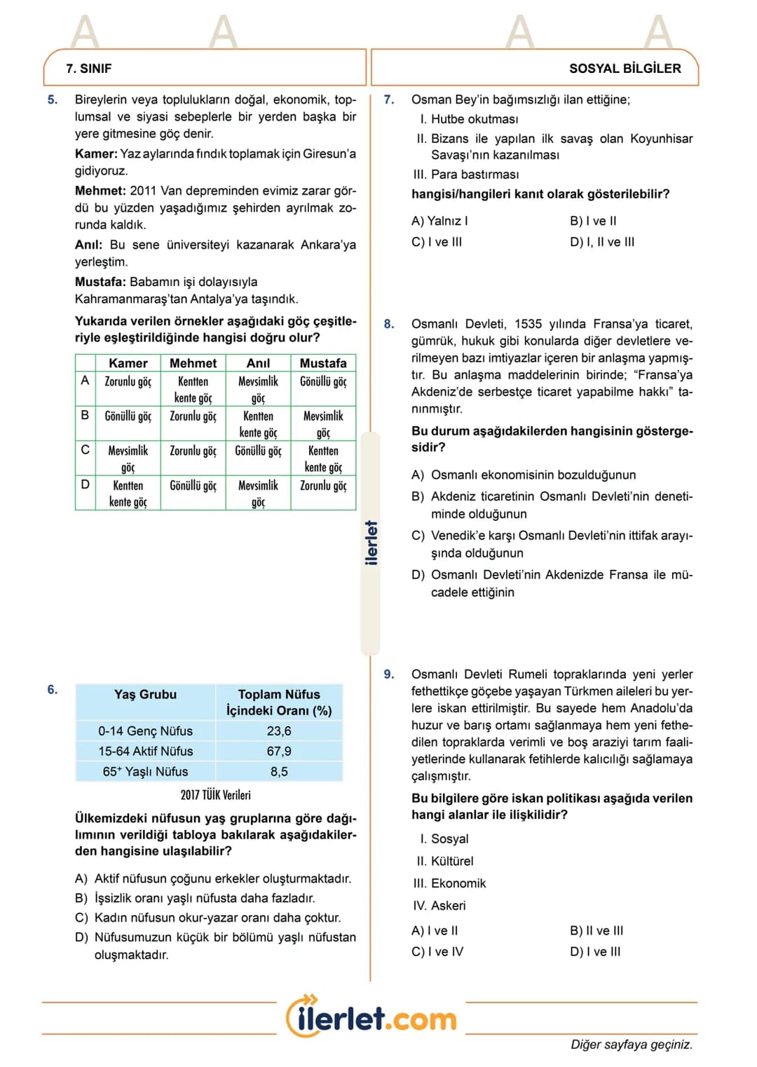 ilerlet.com
2025
TÜRKİYE GENELİ
BURSLULUK SINAVI
7.
SINIF
SINAVINIZ BİR SONRAKİ SAYFADAN BAŞLAMAKTADIR
SÜRENİZ 60 DAKİKADIR
BAŞARILAR DİLERİ