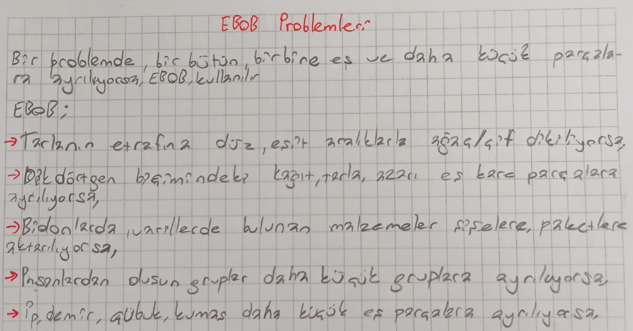 # EBOB Problemleri
Bir broblemde, bir bütün, birbine eş ve daha koçit parçala
ra ayrılıyorsa, EBOB, kullanılır
## EBOB;
- Tarlanın etrafına