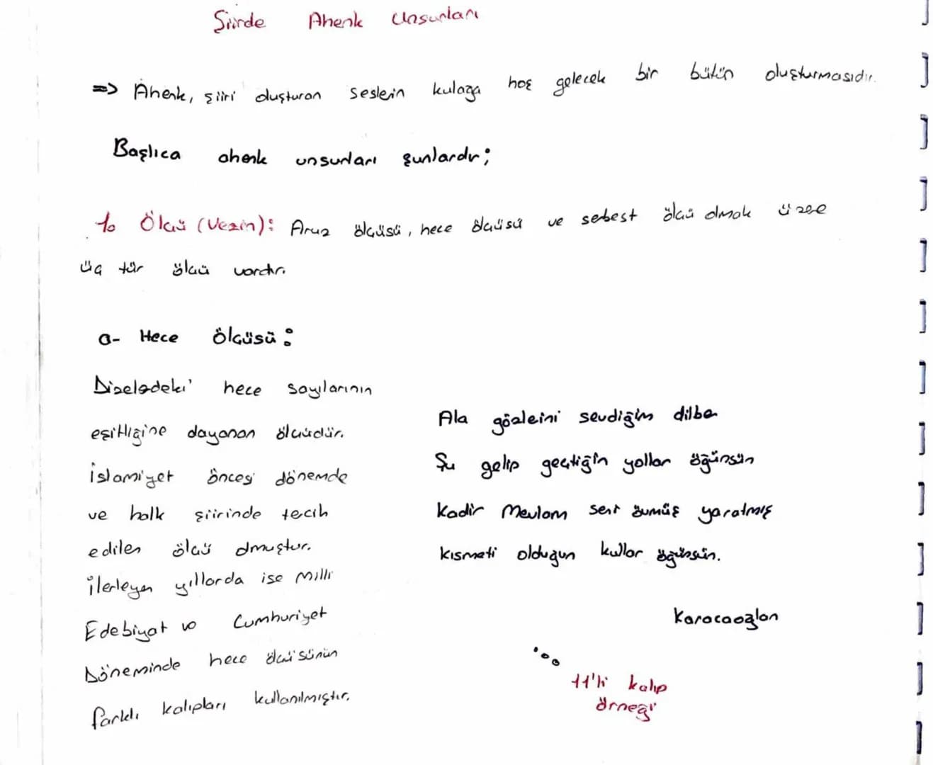 # Şiirde Ahenk Unsurları
- Ahenk, şiiri oluşturan seslerin kulağa hoş gelecek bir bütün oluşturmasıdır.
## Başlıca ahenk unsurları şunlardır