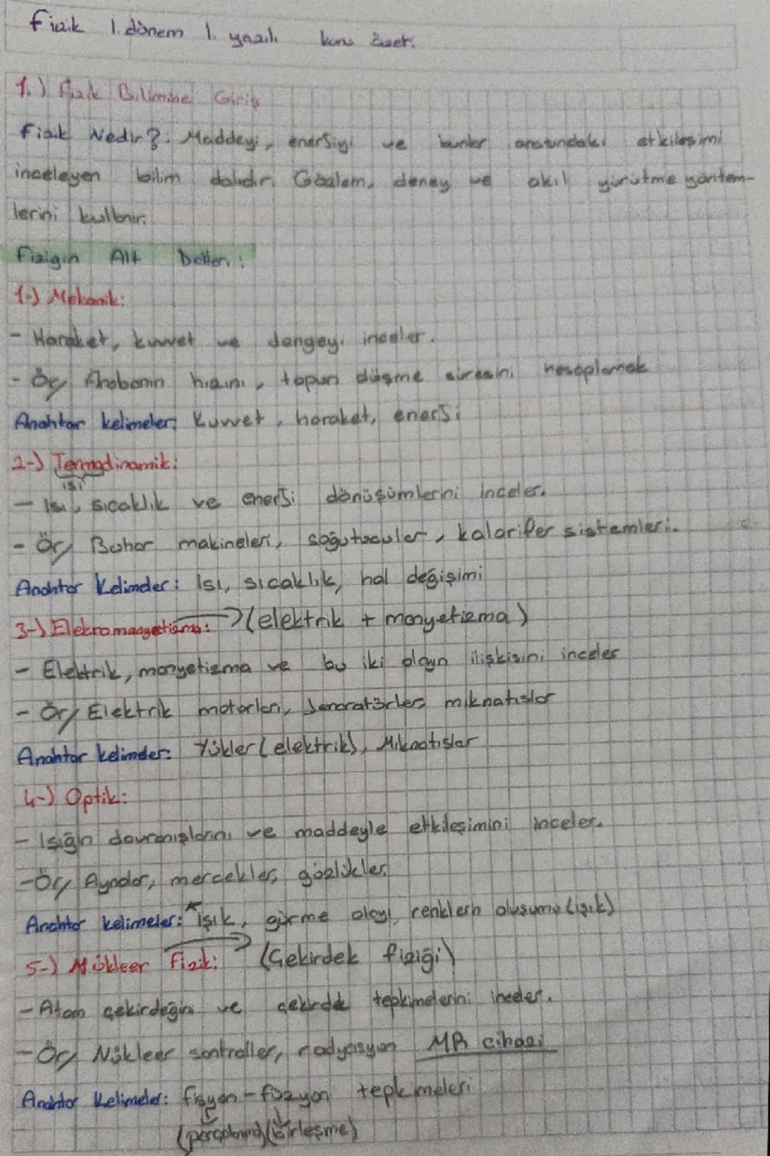 Fizik 1.dönem 1. yazılı kons Svet
# 1.) Pak Bilimine Girip
Fisk Nedir?. Maddeyi enersiyi ve bunlar arasındaki et kiles imi inceleyen bilim