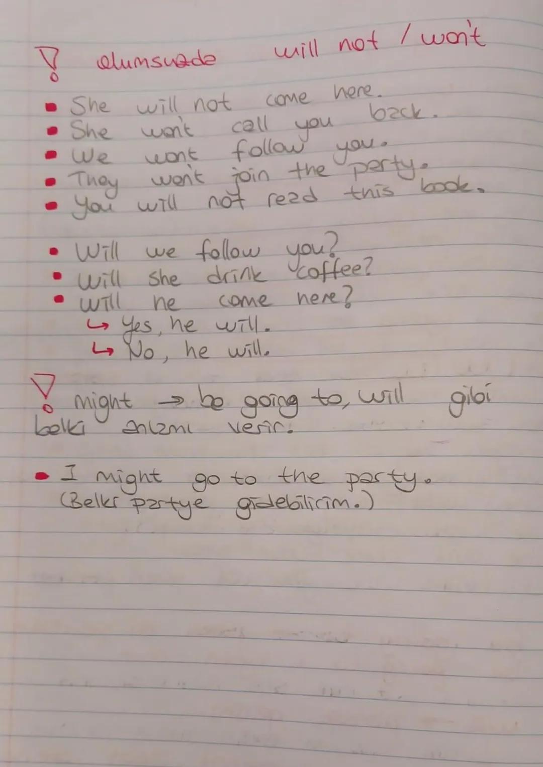 - $\rightarrow$ am, is, are (planlı)
be going to I will (future tense)
- I am (going to fly) Bali on monday.
- you are (going to have) a m