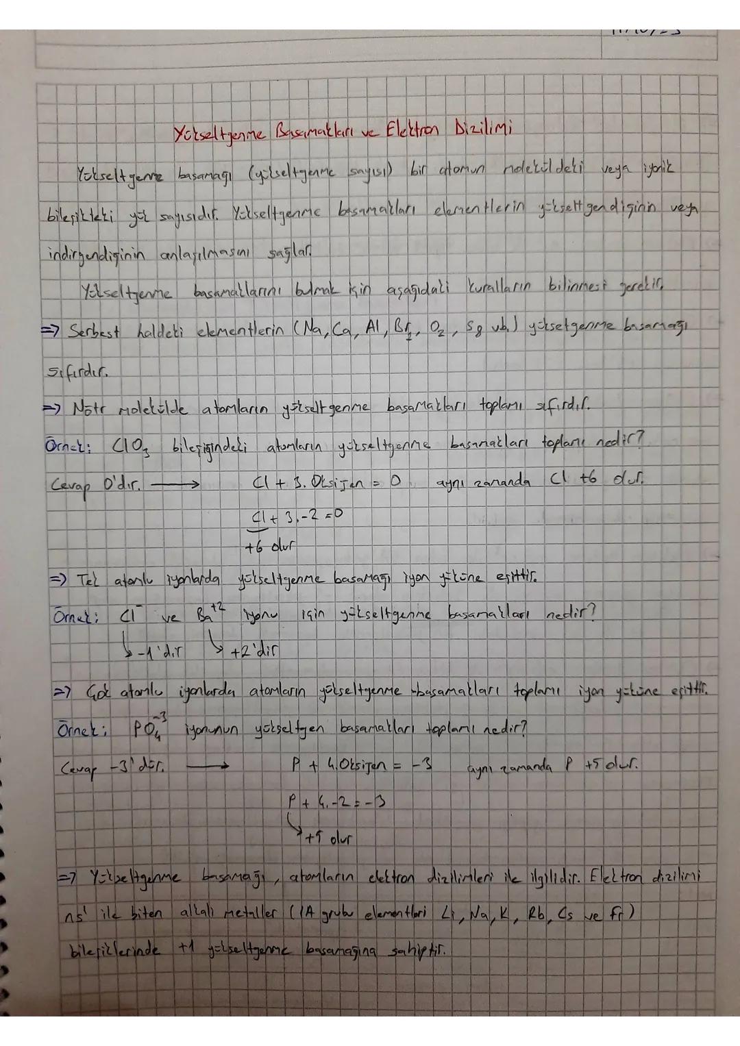 Yükseltjenme Basamakları
ve
Elektron Dizilimi
Yükselt genre basamağı (yülseltgenme sayısı) bin atomun molekuldeki veya iyonik
bileşikteki yo