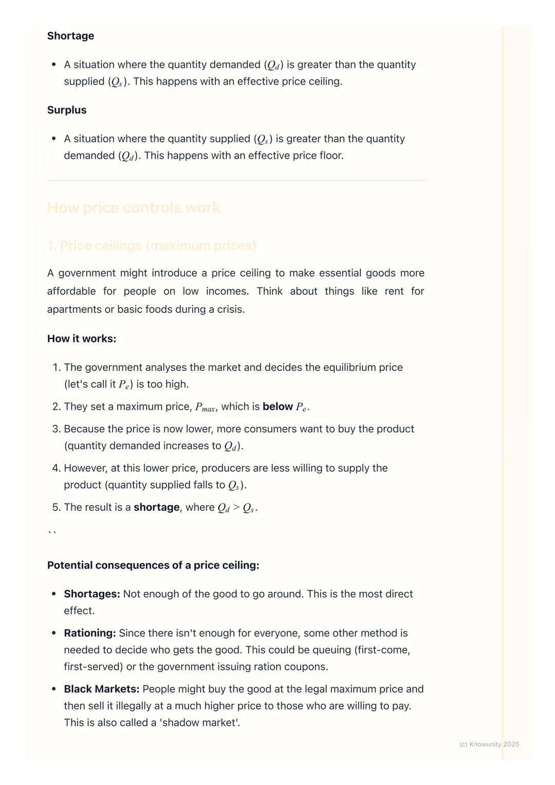 # Price Controls
Introduction to price controls
Price controls are when the government sets a price for a good or service,
instead of lett