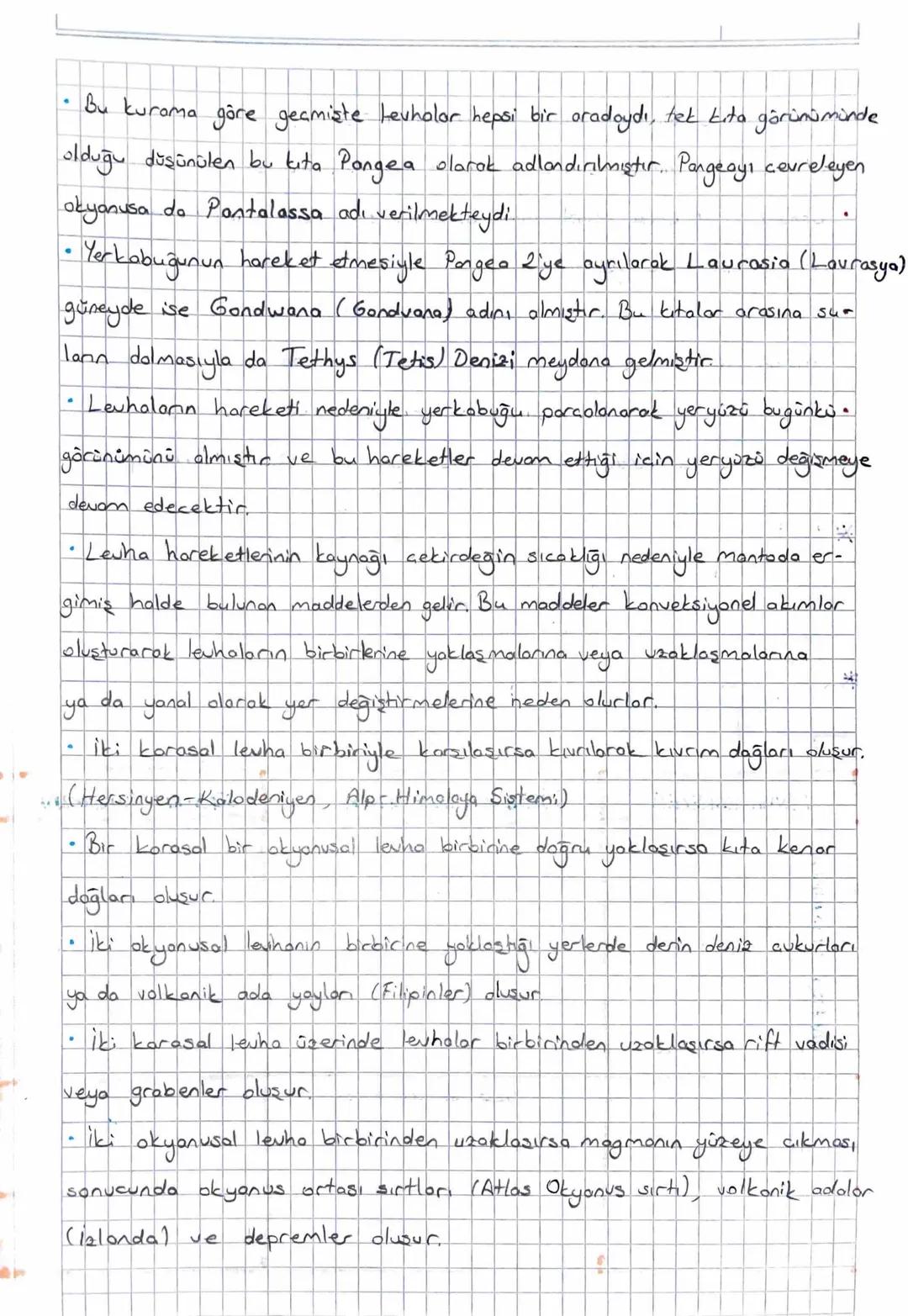 # DÜNYANIN TEKTONIK OLUŞUmu
> Yoğunluğu ve sıcaklığı fazla olan maddeler Dünya'nın merkezinde toplanmış
iken az olanlar dış kısmında kalmış