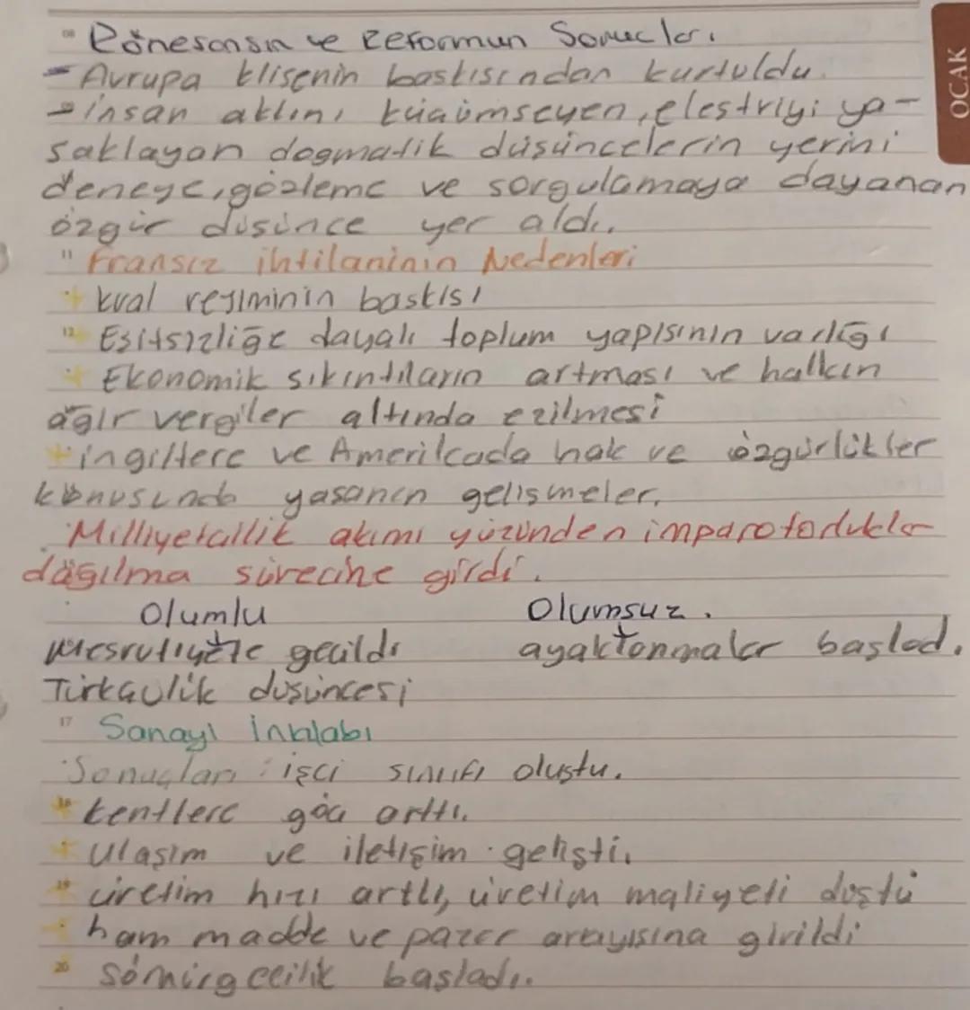 OCAK
Rönesansn e Reformun Someclor.
-Avrupa klisenin baskısından kurtuldu
- insan aklın, küaümseyen, elestriy; yo-
saklayan dogmatik düşünce