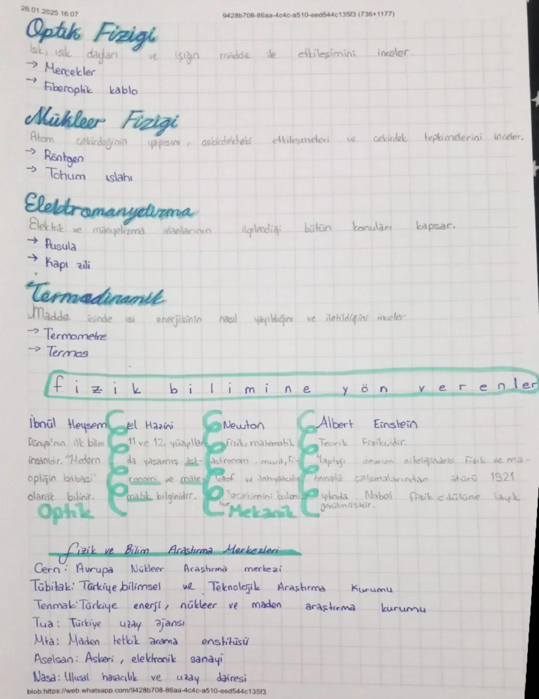 # 28.01.2025 16:07
942870b-86aa-4c4c-a510-eed544c13503 (736-1177)
# Fizik Özeti
Fizik; maddeyi, maddenin hareketini, enerji ve kuvvetin ara