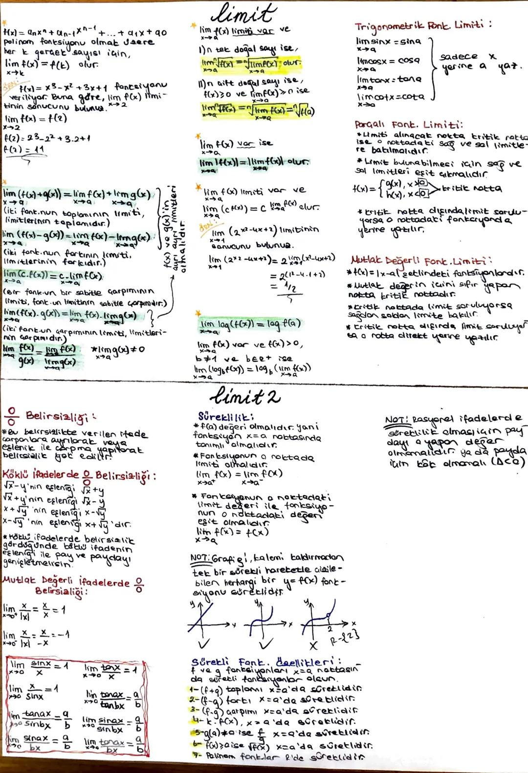 $f(x) = a_n x^n + a_{n-1}x^{n-1} + ... + a_1x + a_0$
polinom fonksiyonu olmak üzere
her $k \in R$ gerçel sayısı için,
$\lim_{x \to k} f(x) =
