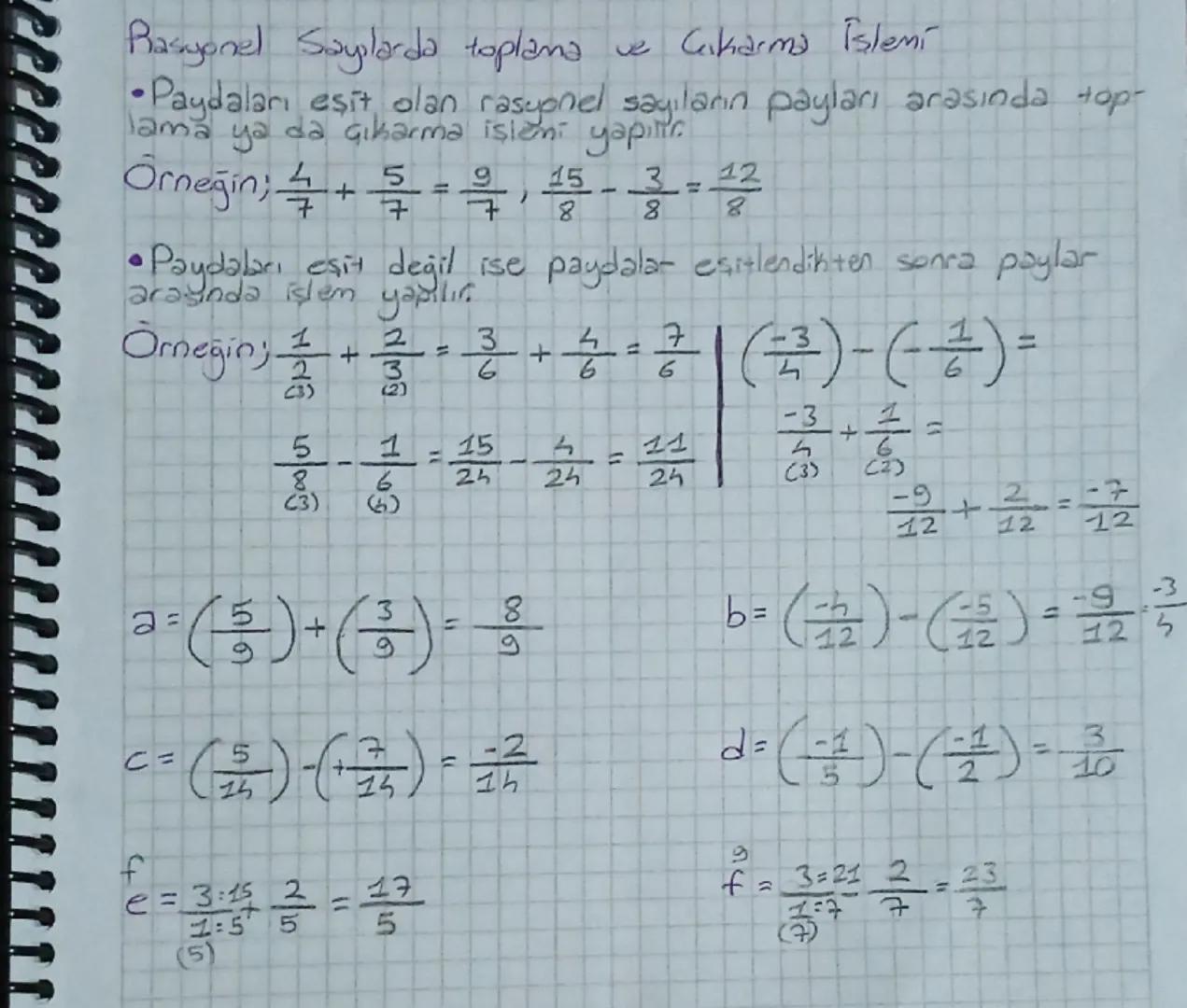 Rasyonel Saylarda toplama
ve karma islemi
eeeee!
Paydaları eşit olan rasyonel sayıların payları arasında top-
lama ya da çıkarma islami yapı