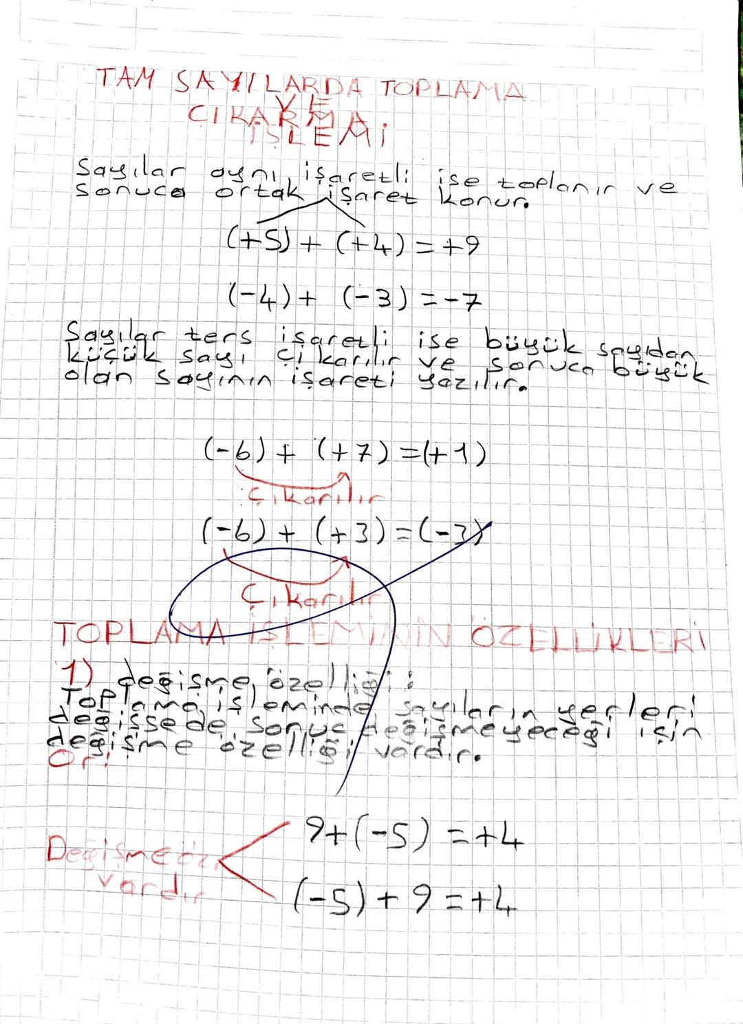 TAM SAYILARDA TOPLAMA
MA
CIRAREAI
скаж
Sayılar aynı işaretli ise toplanır ve
ortak işaret konur.
Sonuca
(+5) + (+4) = +9
(-4)+(-3)=-7
Sayıla