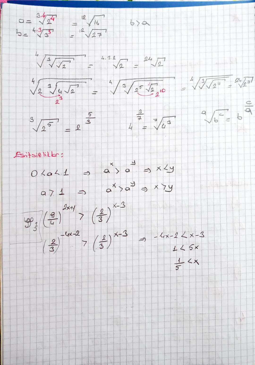 # Üslü Sayılar: $a^{n-üs} = \underbrace{a.a.a....a}_{n}$
Taban
$2^3 = 2.2.2 = 8$
KURALLAR:
1) $a^x . a^y = a^{x+y}$ $2^3 . 2^5 = 2^{3+