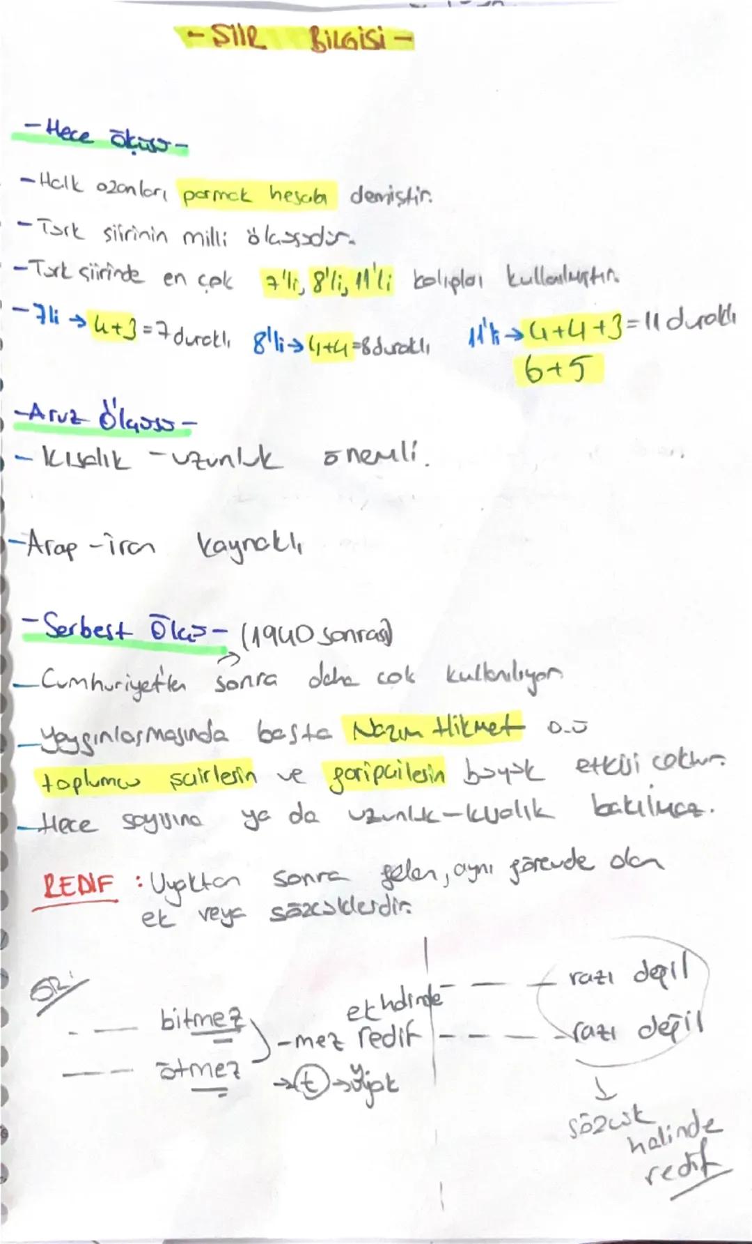 --- OCR Start ---
fou
UYAK:
a) Yarım uyak: Tek ses benzerliğidir
b) Tam Uyak: iki ses benzerliğidir.
c) Zengin uyak: ikiden fazla olan ses b