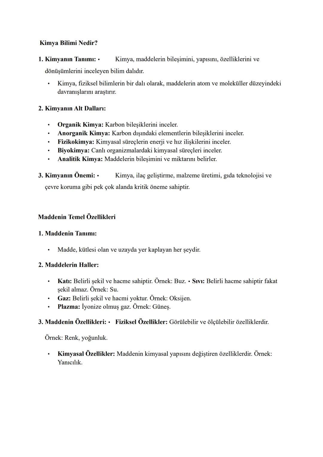 Kimya Bilimi Nedir?
1. Kimyanın Tanımı: ⚫
Kimya, maddelerin bileşimini, yapısını, özelliklerini ve
dönüşümlerini inceleyen bilim dalıdır.
.