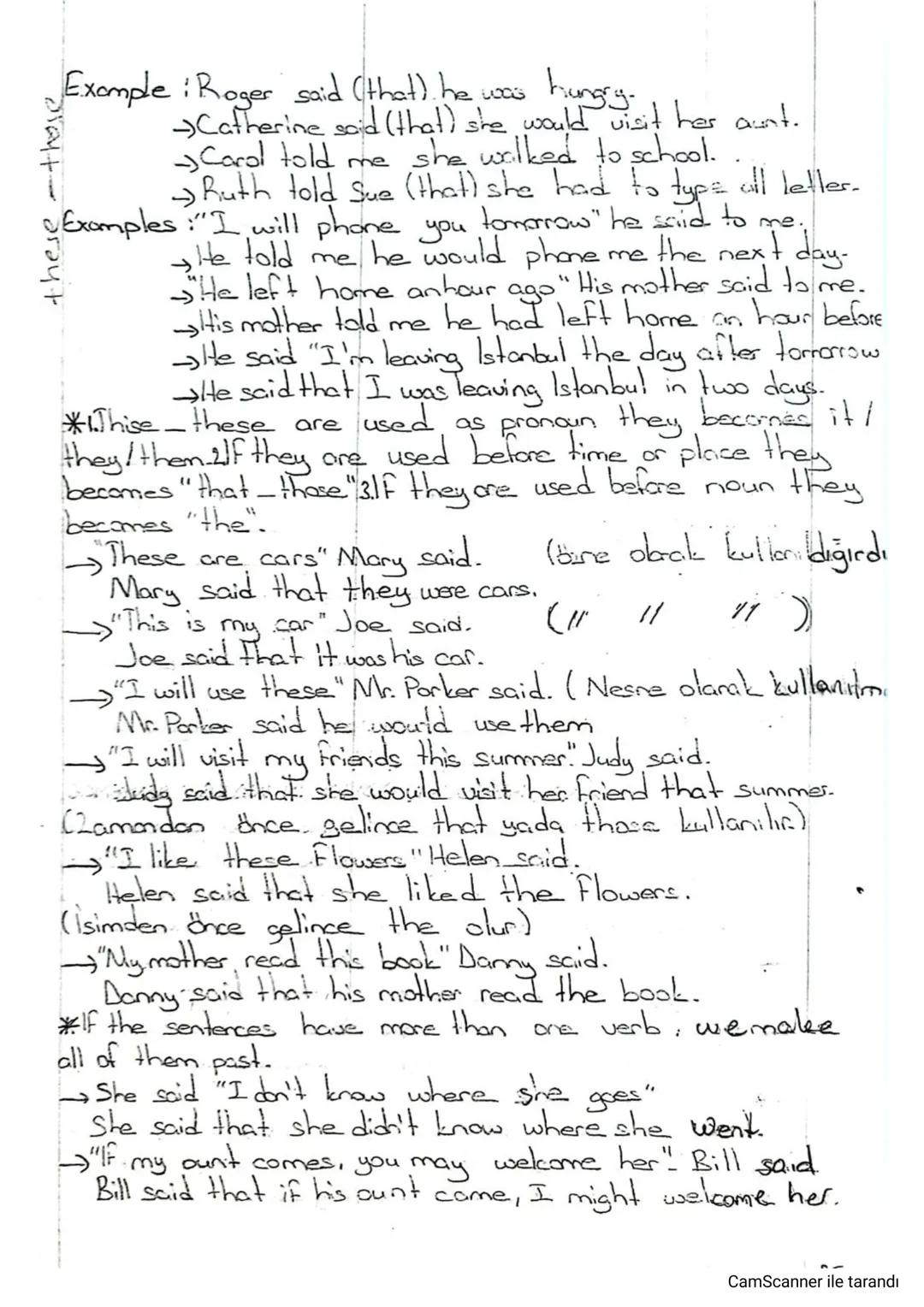 REPORTED (INDIRECT) SPEECH)...
Direct Speech ile said "I'don't like the horror films"..
He asked "Do you like horror films"
Indirect Speech: