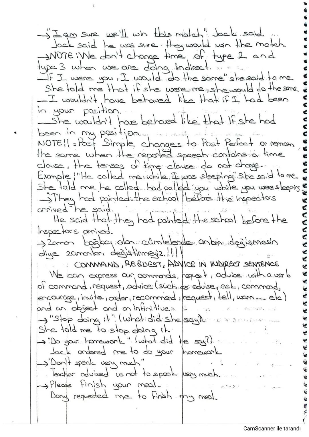 REPORTED (INDIRECT) SPEECH)...
Direct Speech ile said "I'don't like the horror films"..
He asked "Do you like horror films"
Indirect Speech: