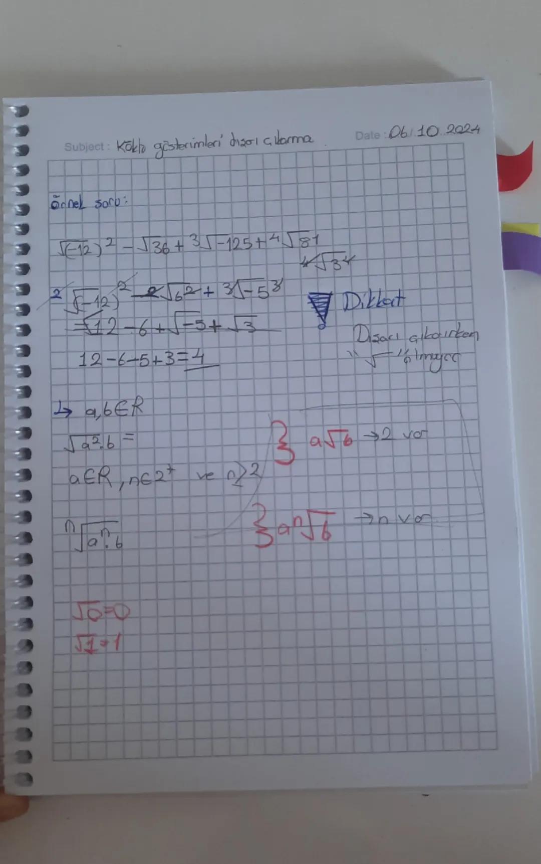 Date/
J
Subject: Matematik
m
a. Sinif
KORIT HADZLER
סבא
0 dereceden kök x p=som.
n = Lakon derecesi
n yazılmamışsa 2 'dir.
Her Lab Lo
Sayı
b