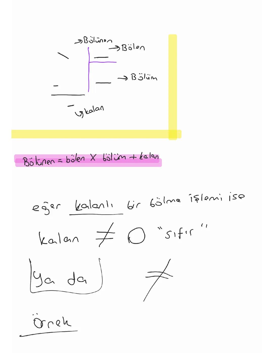 Bölme İşleminin Temel Özellikleri