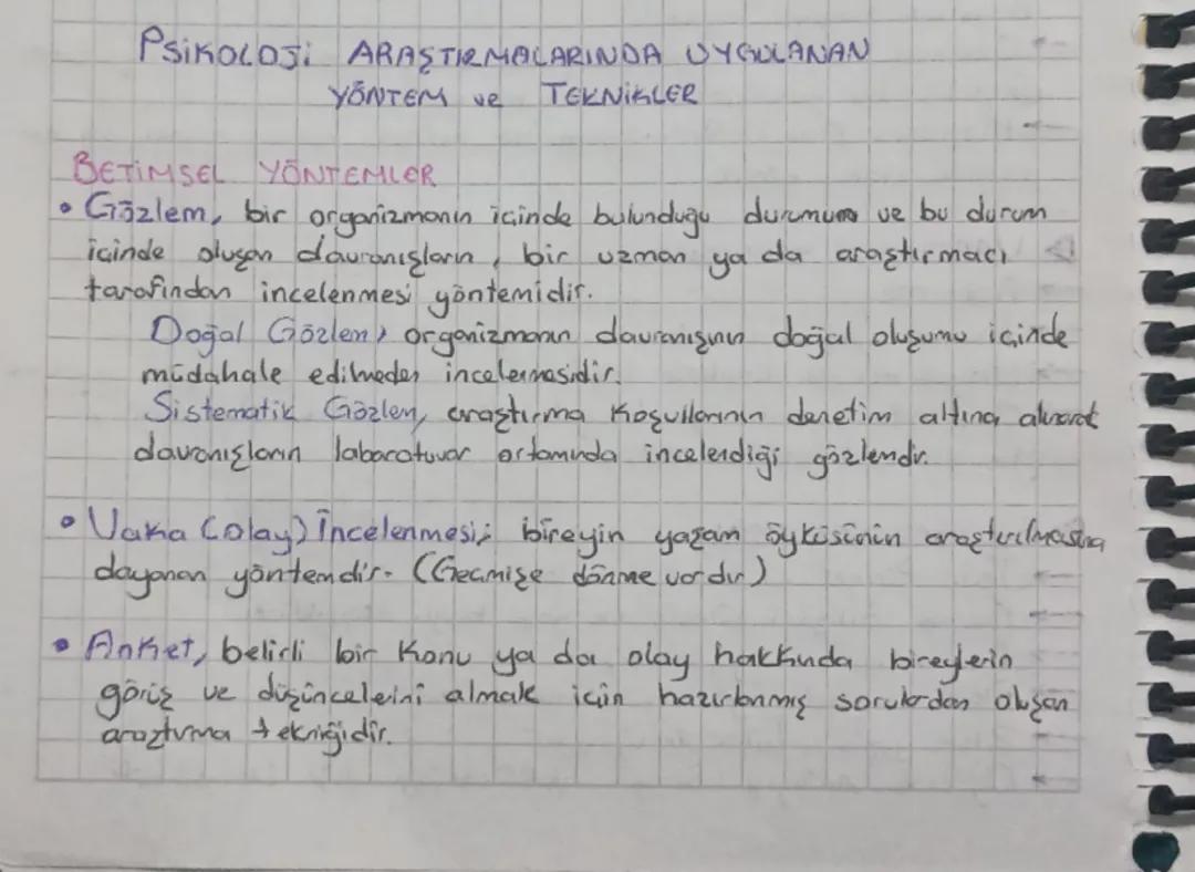 Psikolojik Araştırmalarda Yaygın Yöntemler ve Teknikler