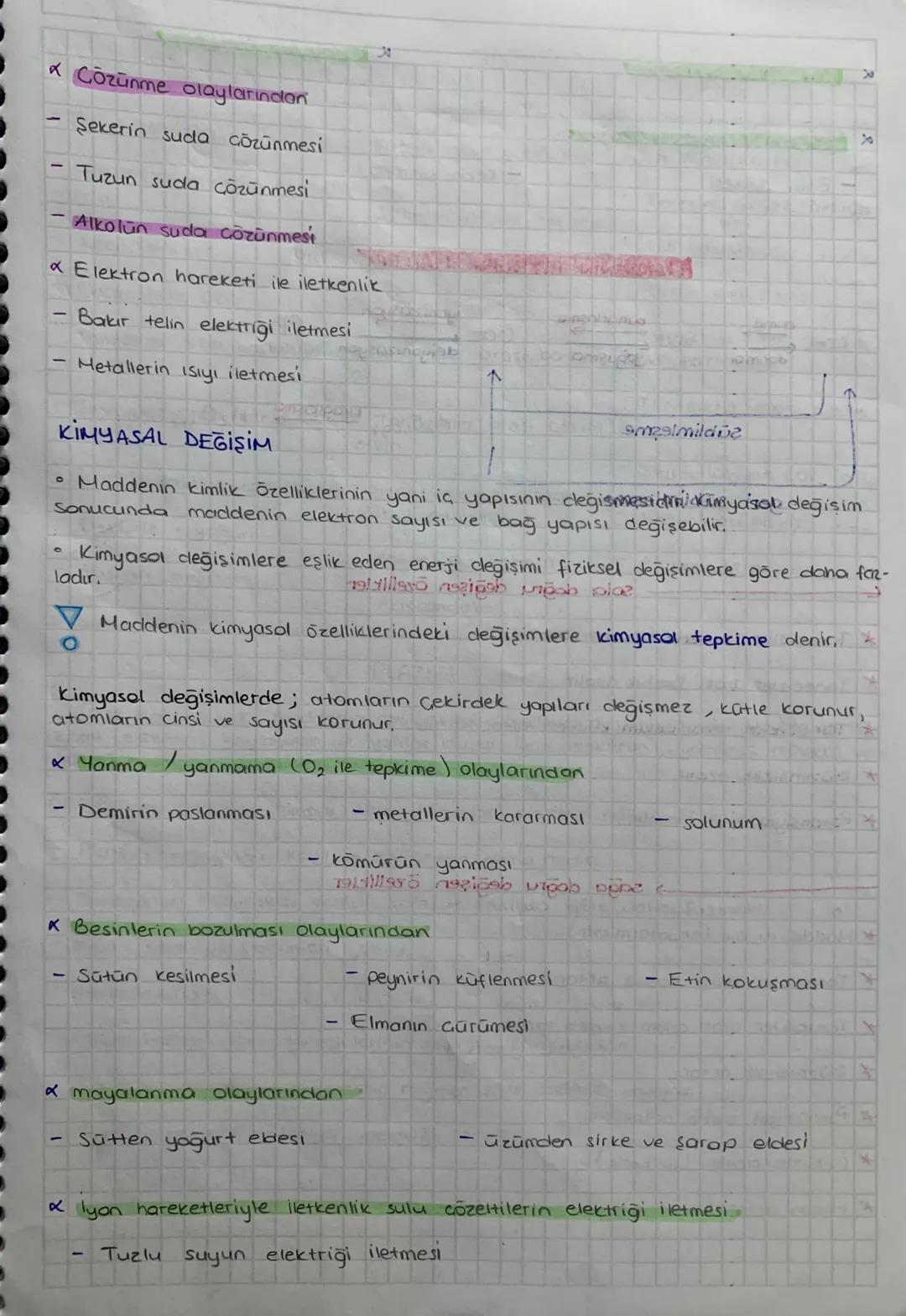 FizikSEL VE KİMYASAL DEĞİŞİMLER
Fiziksel Değişim
• maddenin yapısı ve bileşimi değişmeden diğer bir ifade ile kimlik özelliği değiş-
meden m