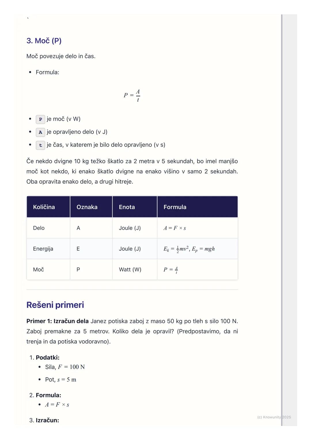 # Delo, energija in moč
Osnovni pregled
Delo, energija in moč so trije zelo povezani fizikalni pojmi. V bistvu opisujejo,
kako se sile in