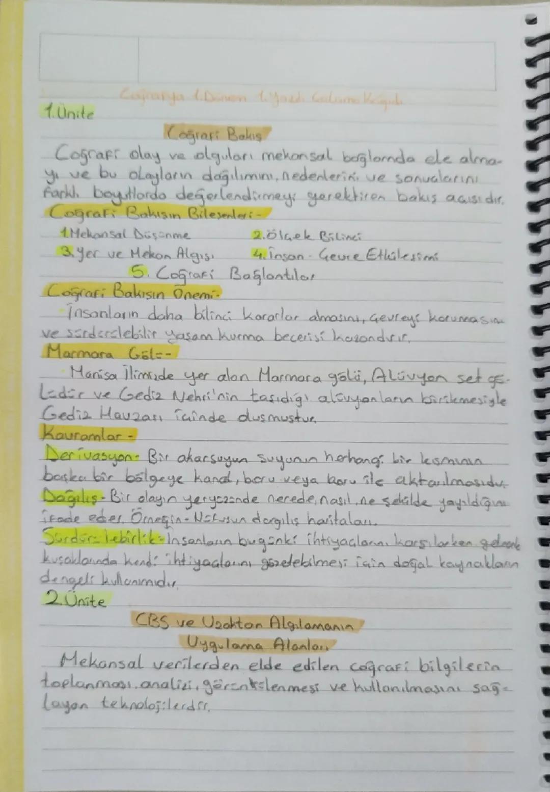 1. Ünite
Cajrakija Dinen Li Yash Golume Keque
Coğrafi Bakış
Coğrafi olay ve olguları mekansal boğlanda ele alma-
yi ve bu olayların dağılım