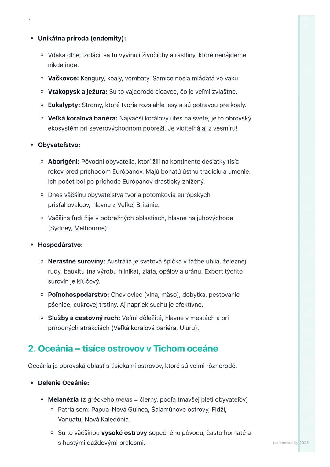 # Austrália a Oceánia
## Prehľad / Úvod
Takže, ideme sa pozrieť na Austráliu a Oceániu. Je to obrovský a veľmi
zaujímavý región, ktorý zah