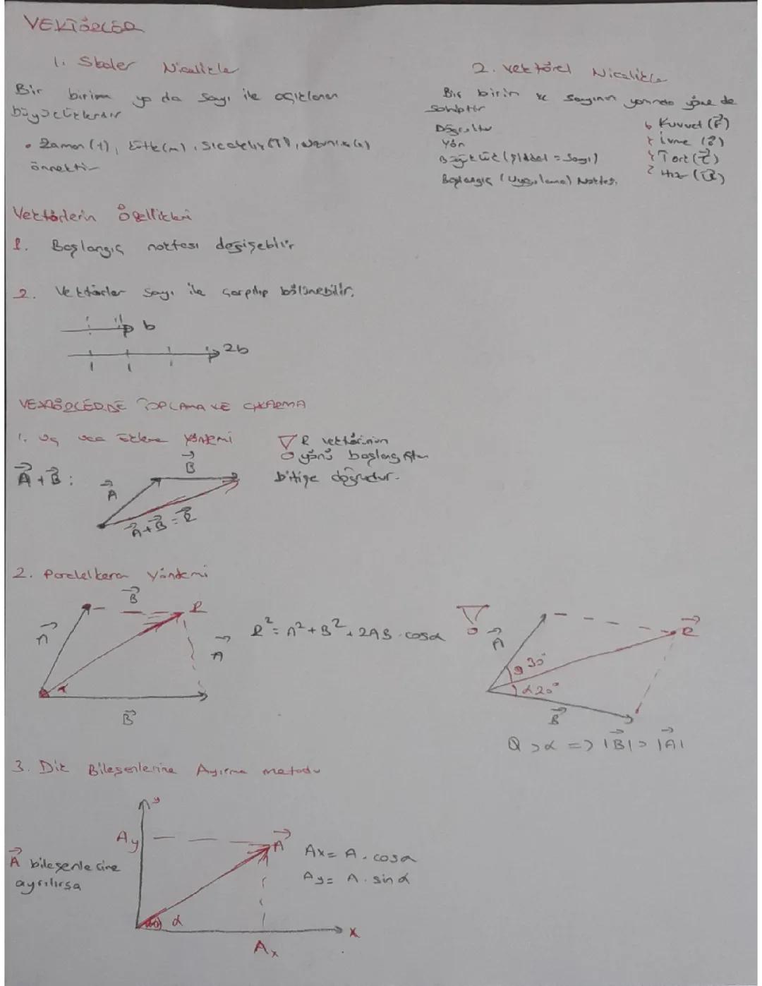 11. Sınıf Fizik Vektörler