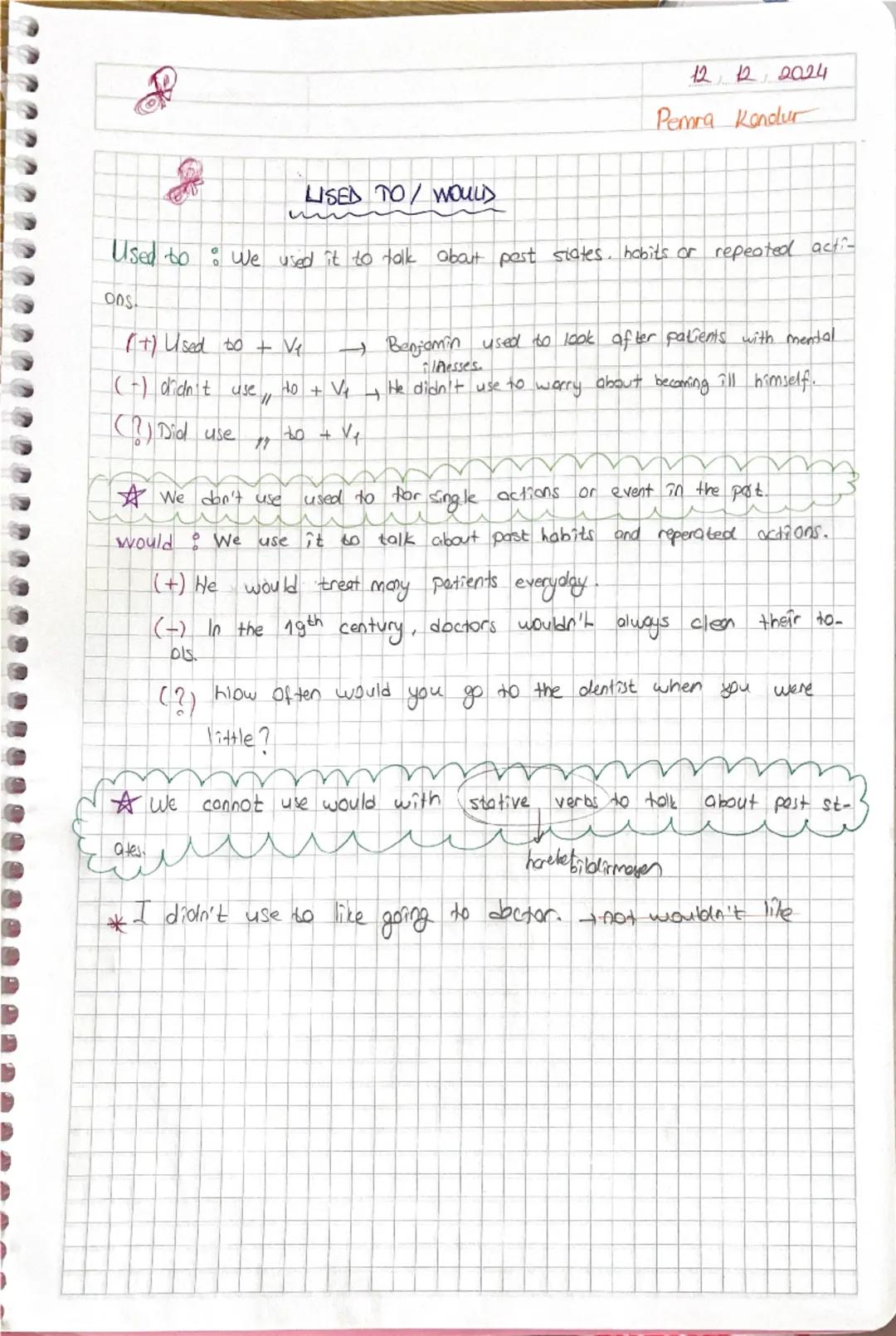 LISED TO / WOULD
и
12 12 2024
Pemra Kandur
Used to : We used it to talk about pest states. habits or repeated acti-
ons!
(+) Used to + Ve
T