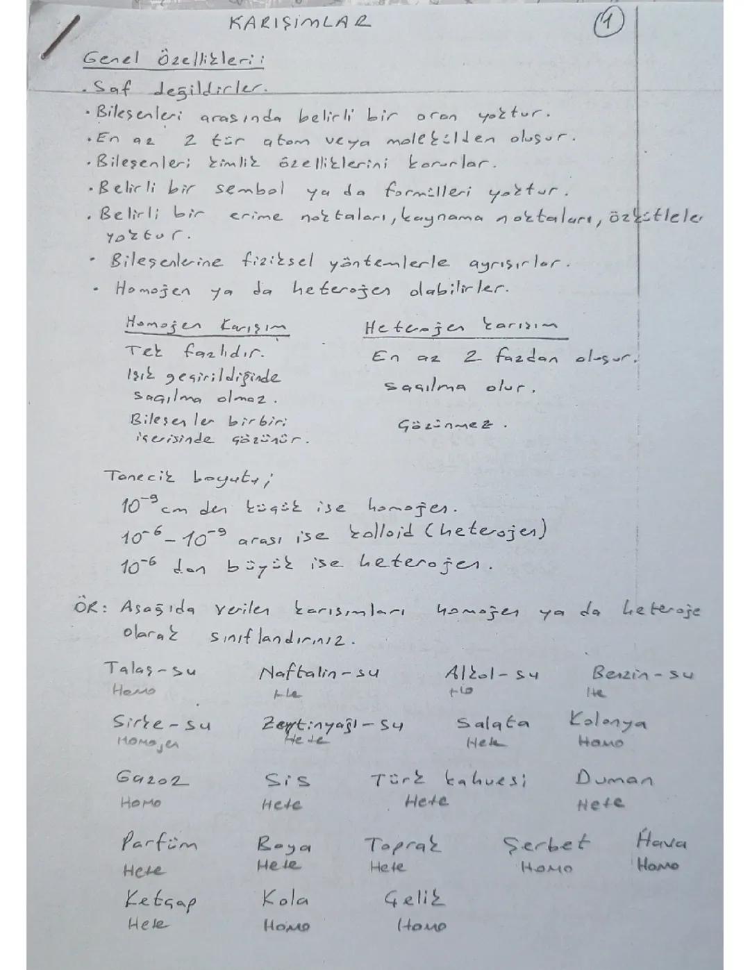 KARIŞIMLAR FULL NOT