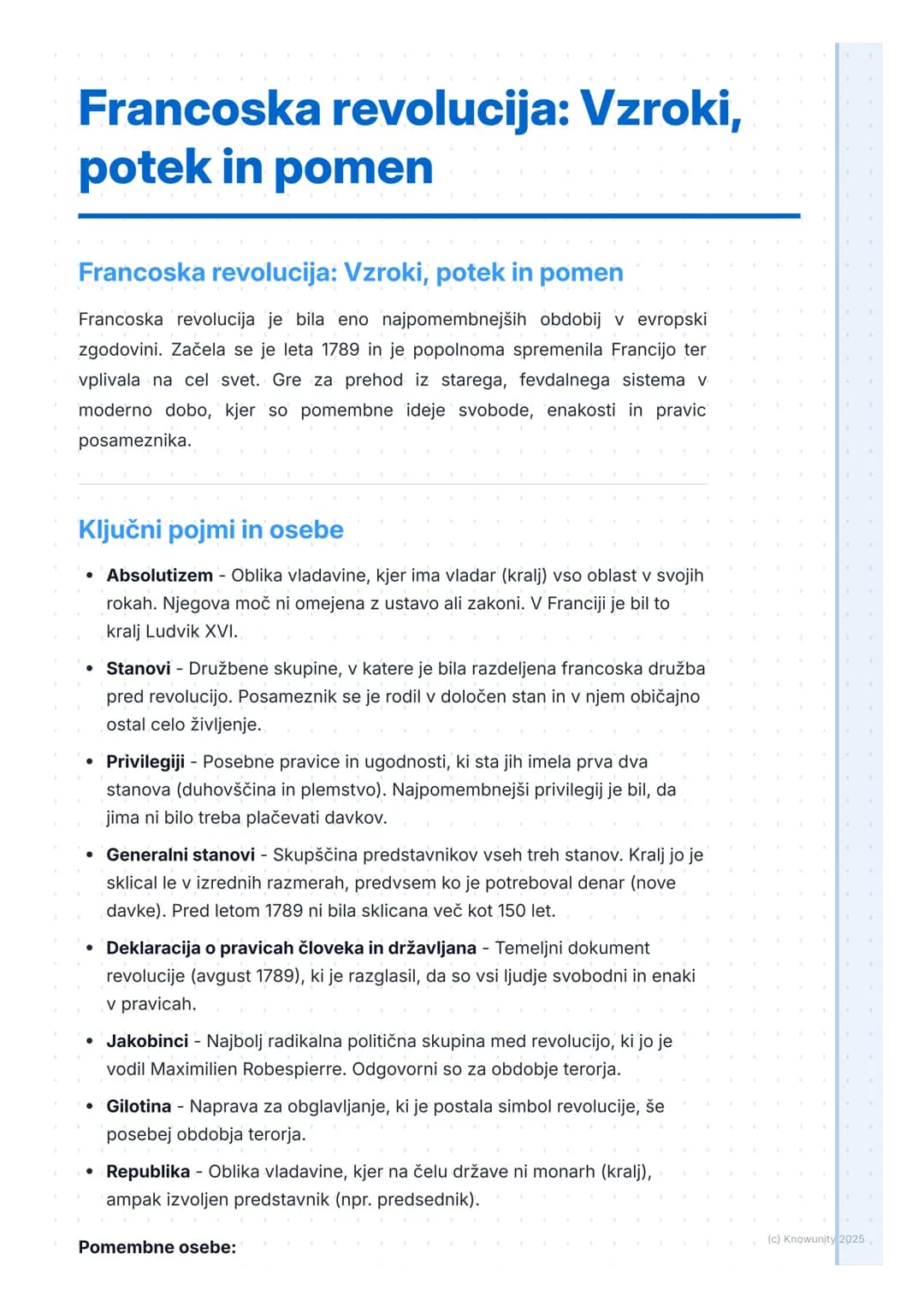 # Francoska revolucija: Vzroki,
potek in pomen
Francoska revolucija: Vzroki, potek in pomen
Francoska revolucija je bila eno najpomembnejš