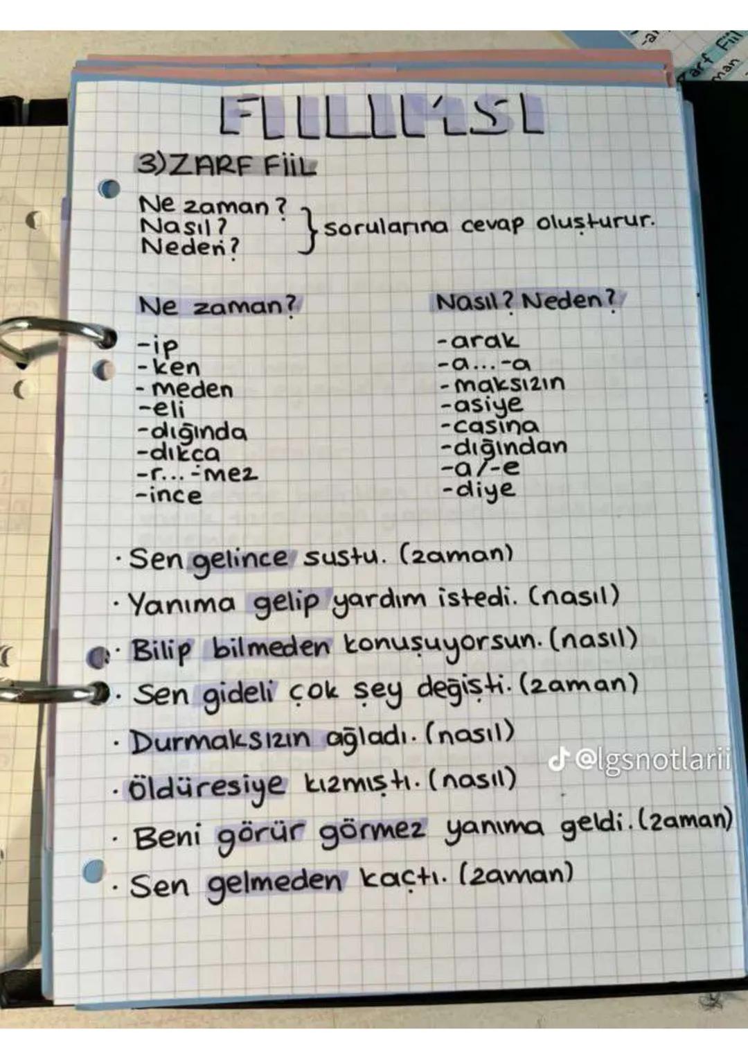## FİİLLİAŞI
1) İSİM FİİL
* Bu sorunun cevabını öğrenmek istiyorum.
→Fiil kök veya gövdesine getirilen:
-me/-ma, -mek/-mak, -ış/-iş/-uş/-
