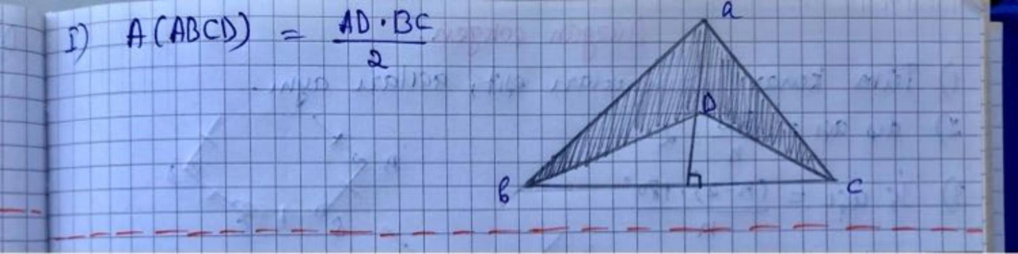 Ürgende alan.
1) Alan formülleri!
A)
A=
$A = \frac{a.ha}{2} = \frac{1}{2} a.ha = \frac{1}{2} b.hb. = \frac{1}{2} C.he$
B
a
C
B)
A
C