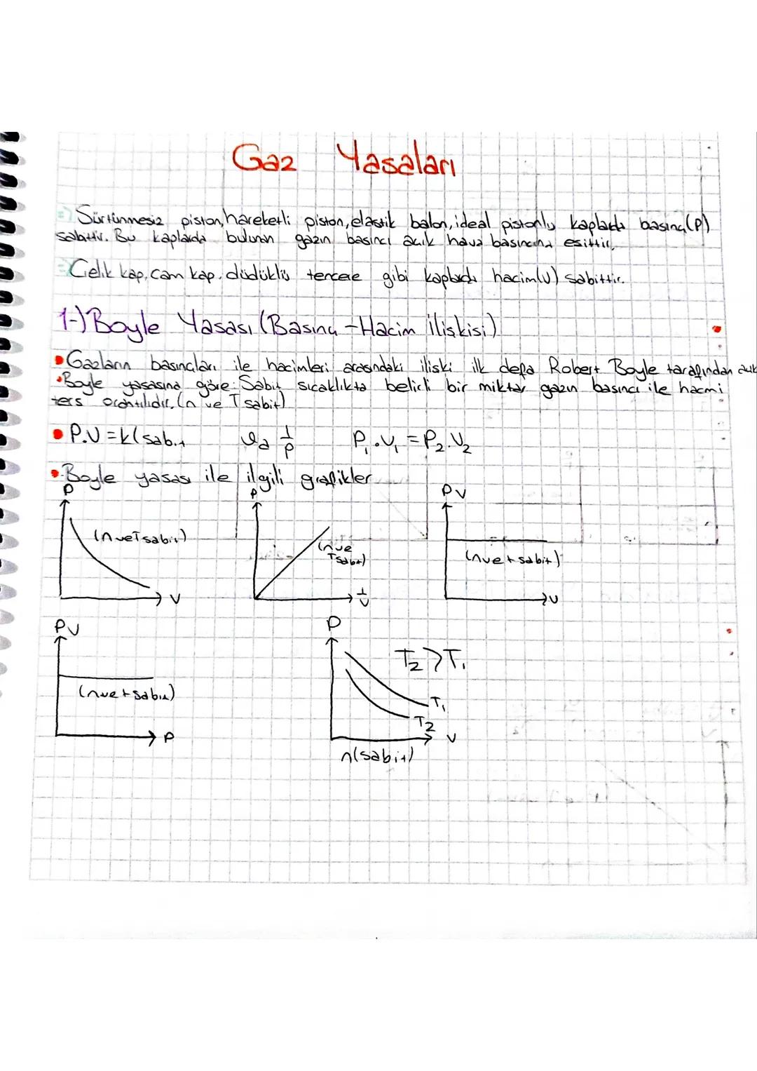 Gaz
Yasalari
Sürtünmesiz piston, hareketli piston, elastik balon, ideal pistonlu, kaplarda basing (P)
sabittir. Bu kaplarda bulunan gazın ba