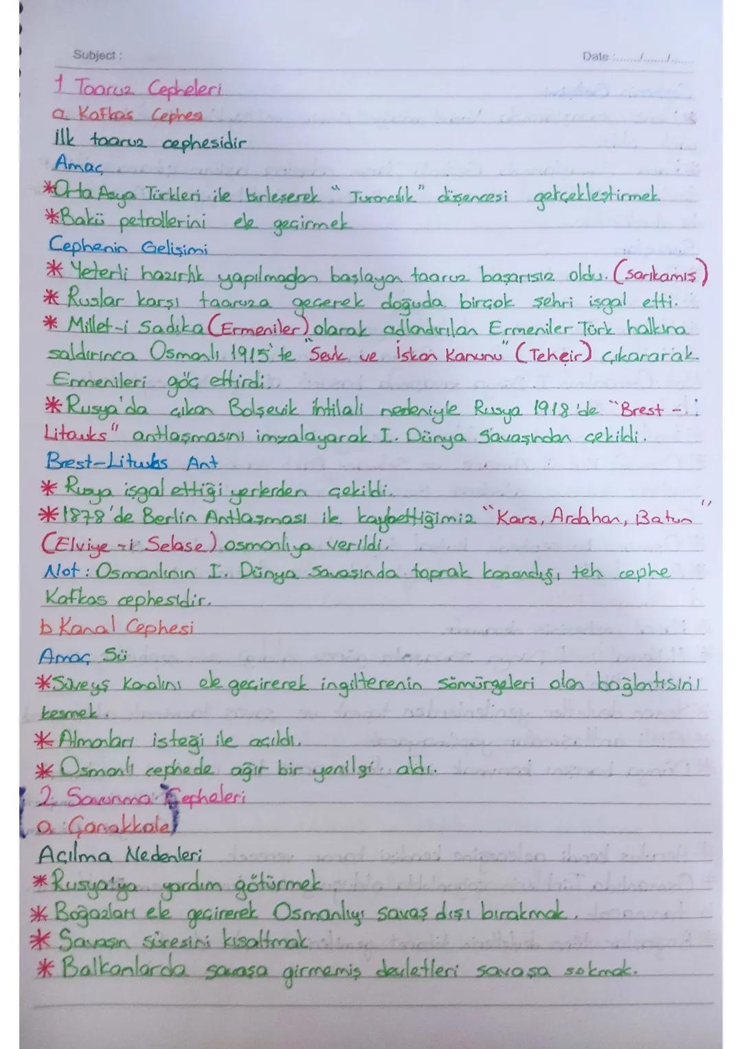 2. ÜNITE
I. Dünya Savaşı (1914-1918)
Nedenleri
Genel Nedenleri
*Hammadde ve pazar arayışı (sömürgecilik)
* Fransız ihtilalinin getirdiği m
