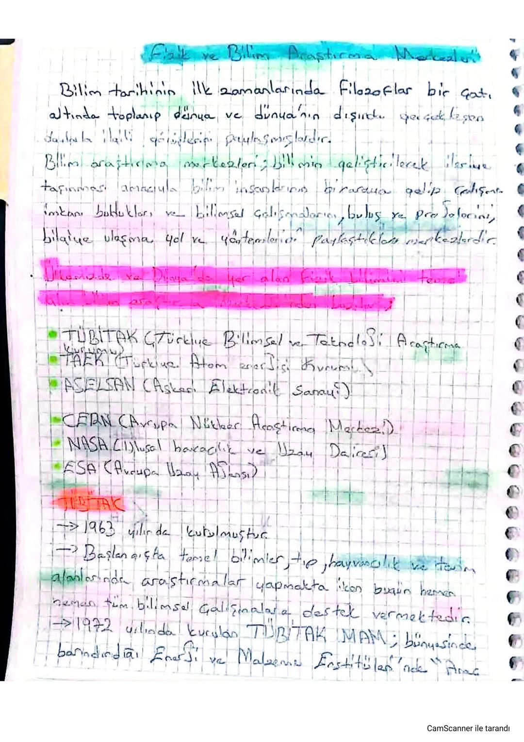 Fizik ve Bilim Araştırma Merkezler"
Bilim tarihinin ilk zamanlarında Filozoflar bir Gat,
altinda toplanıp dünya ve dünyanın dışında gerçek k