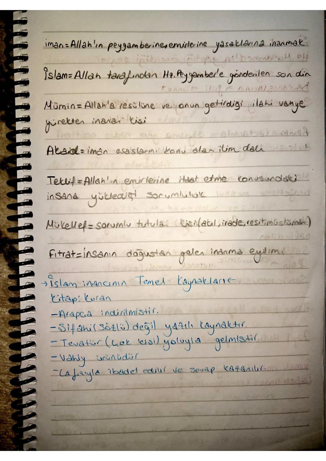 iman Allah'ın peygamberine, emirlerine yasaklarına inanmak
İslam=Allan tarafından Hz. Peygamber'e gönderilen son din
ANMAL DIABILA
Mümin=Al