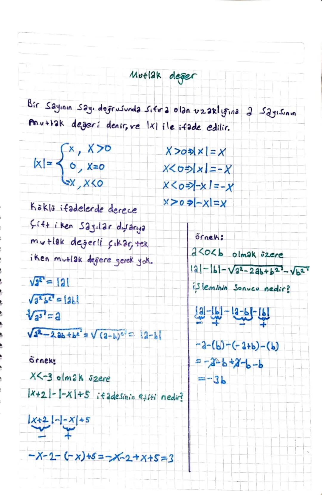=
Mutlak değer
Bir Sayının sayı doğrusunda Sifira olan uzaklığına a Sayısının
mutlak değeri denir, ve 1x1 ile ifade edilir.
(x, x>0
x\- ༨༠,