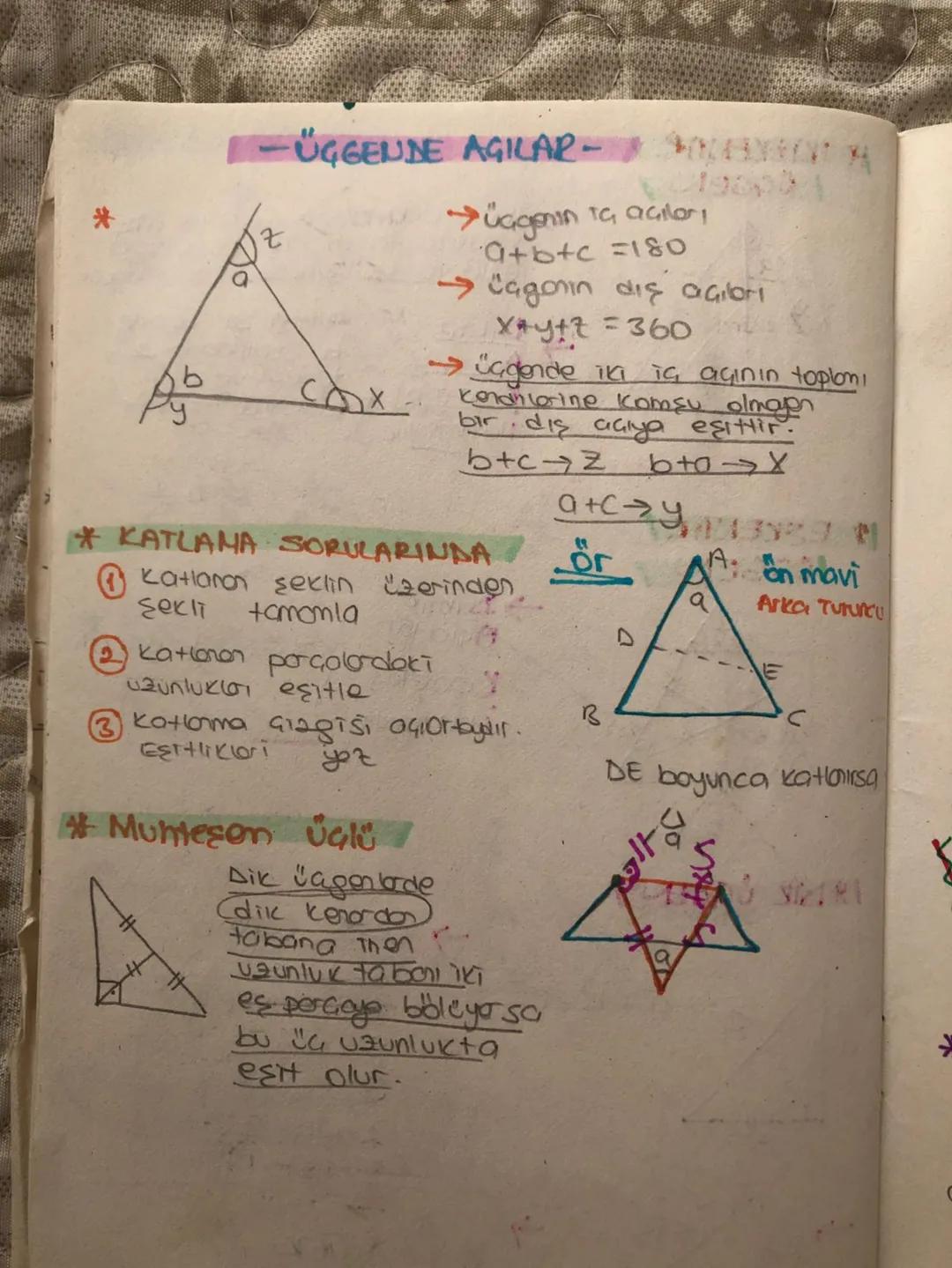 -ÜGGENDE AGILAR-
üçgenin ta açıları
1960)
a+b+c =180
→üagonin dış açıbr
x+y+7 = 360
→ üçgende iki iç ayının toplanı
Kendhlorine komşu olmaje
