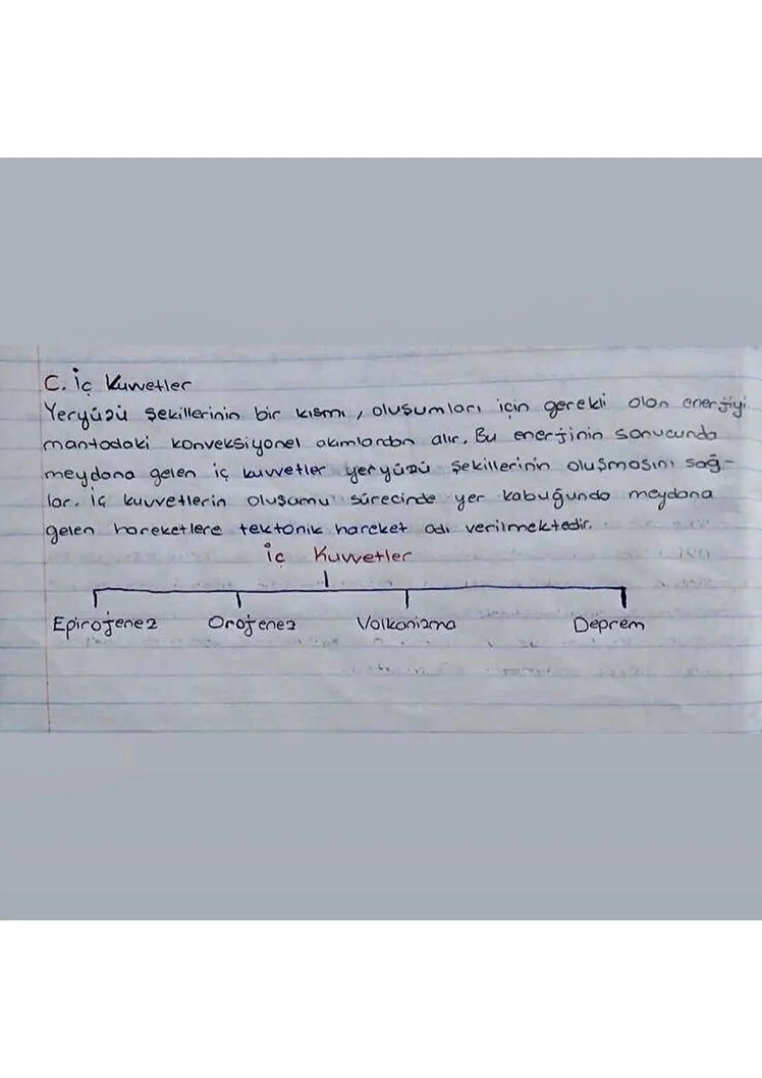 C. ic Kuwetler
Yeryüzü şekillerinin bir kısmı, oluşumları için gerekli olon enerjiyi
mantodaki konveksiyonel akimlordon alır. Bu enerjinin s