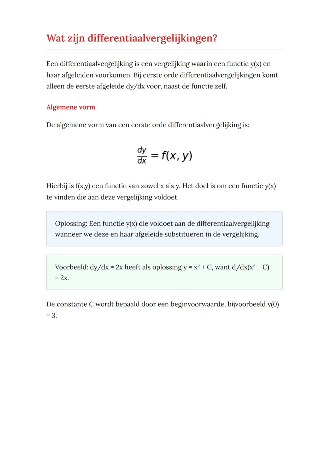 Differentiaalvergelijkingen van
eerste orde - Wiskunde D
Oplossen van eerste orde differentiaalvergelijkingen met praktische
toepassingen
Wi