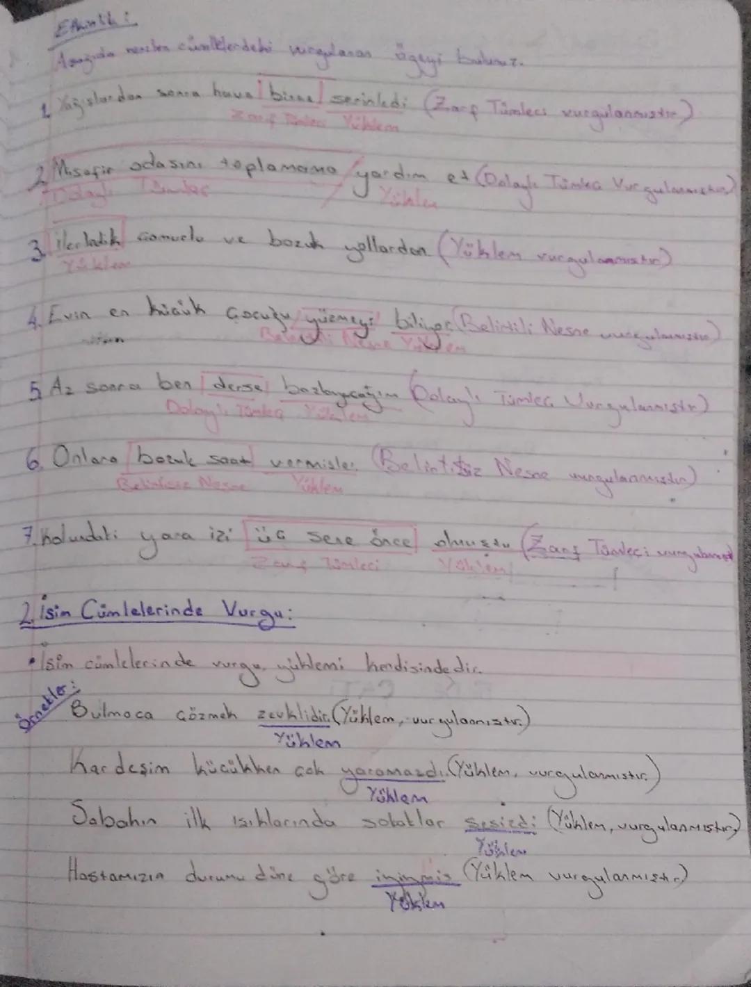 CUMLEDE YURGU-
1. Fiil (Eylem) Cümlelerinde Vungu:
•Yüklem sondo
veya ortaday so vurgu, yüklemden önceki sözcüktedi
Her
şeyi
en bostan / tan