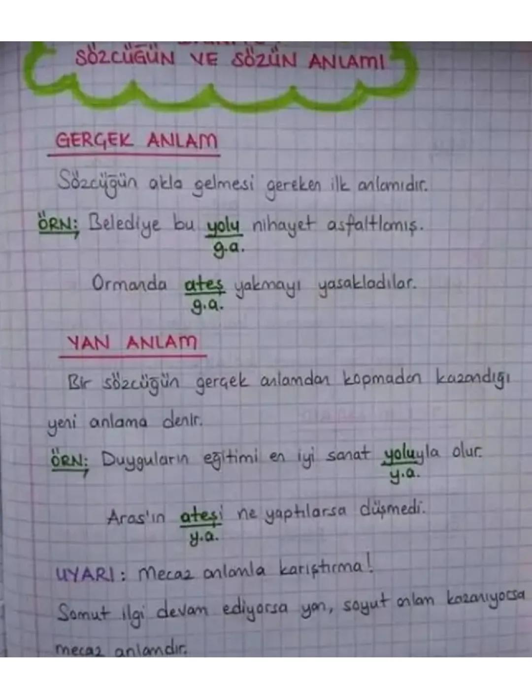 Sözcükte Anlam ve Örneklerle Detaylı Anlatım