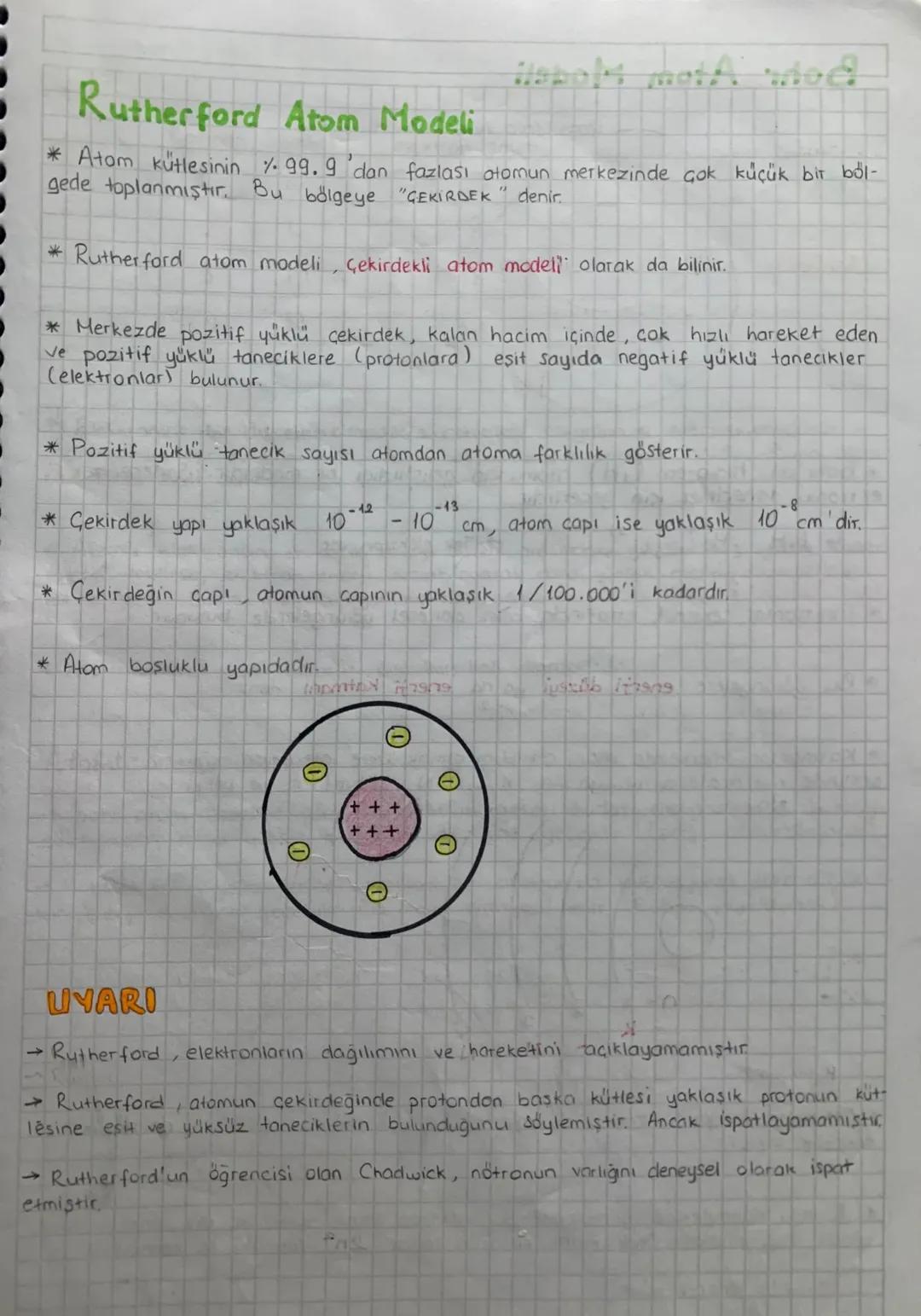 Dalton Atom Modeli
* Tum maddeler
oluşmuştur.
atom adı verilen ve bölünemeyen çok küçük taneciklerden
↳ Günümüzde radyoaktifliğin keşfi nede