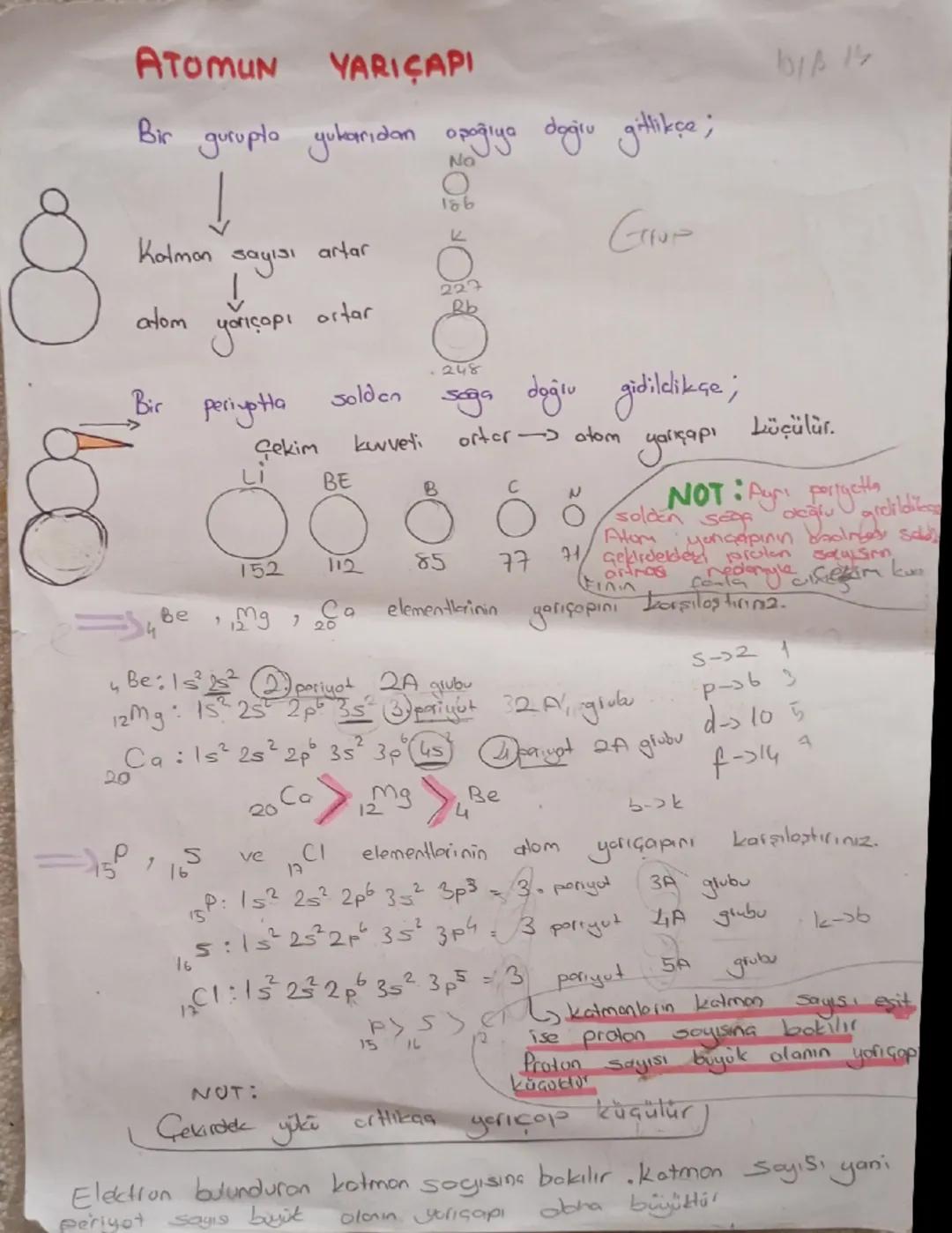 ATOMUN YARICAPI
Bir
gurupta yukarıdan aşağıya doğru gittikçe;
No
186
Kolman
K
ཐབས་ཐ་
artar
Grup
↓
atom
yarıçapı ortar
227
Rb
.248
Bir
periyo