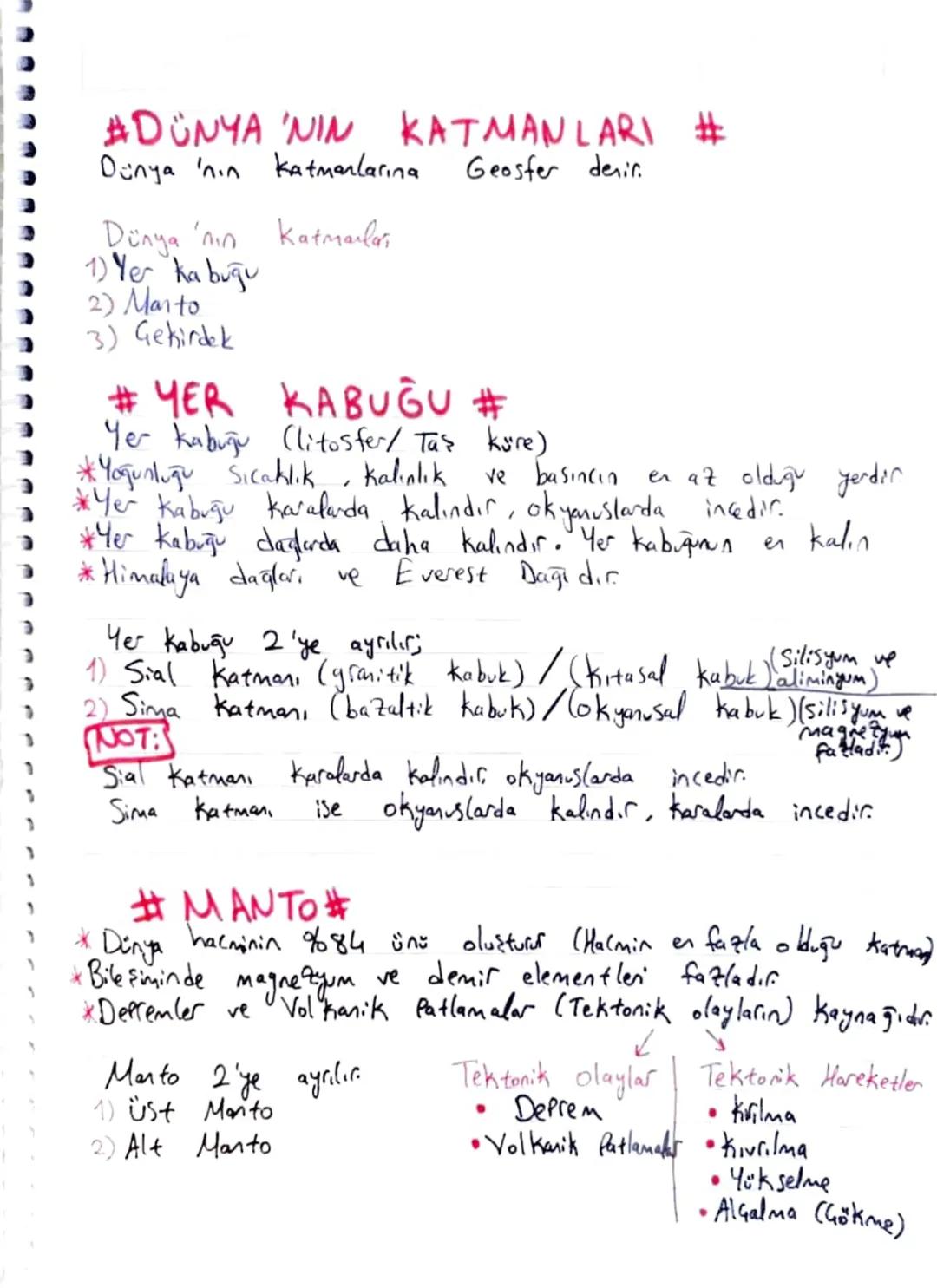 #1
Coğrafya - 1. Ünite
Dünya 'nın katmanlar, #
+Yer kabuğu
Dersten Notlar
#DÜNYA 'NIN
→Marto
Gekirdek
TEK TONIK
tanamer
Dünya, Distan ice do