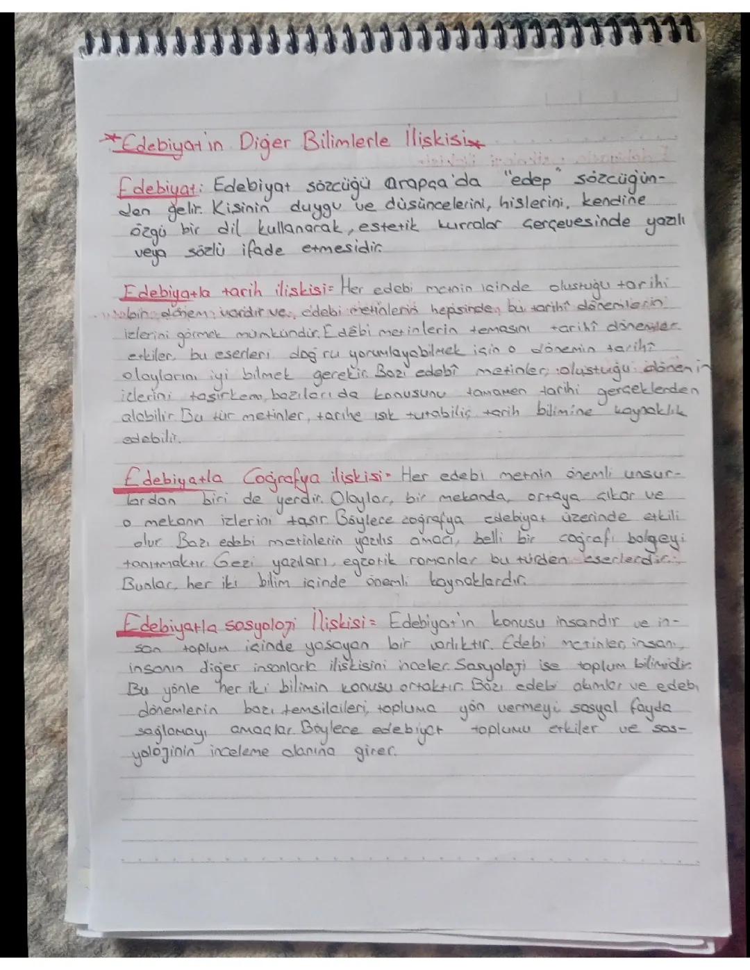 9. Sınıf Edebiyatın diğer bilimlerle ilişkisi 🤍