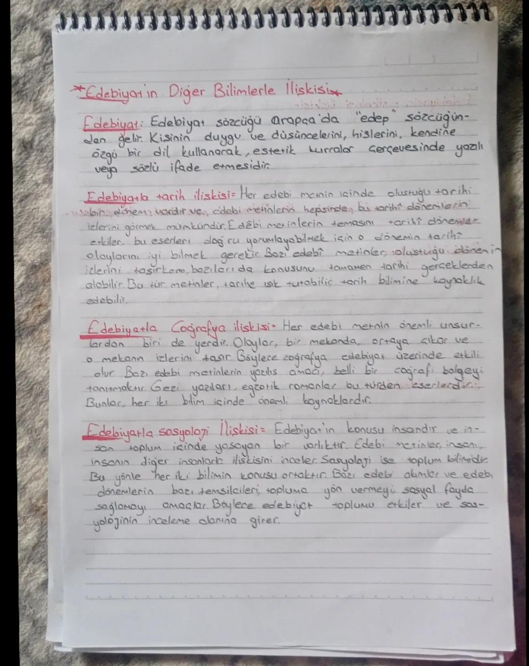 *Edebiyat in Diger Bilimlerle iliskisi
Edebiyat: Edebiyat sözcüğü arapça'da "edep" sözcüğün-
den gelir. Kişinin duygu ve düşüncelerini, hisl