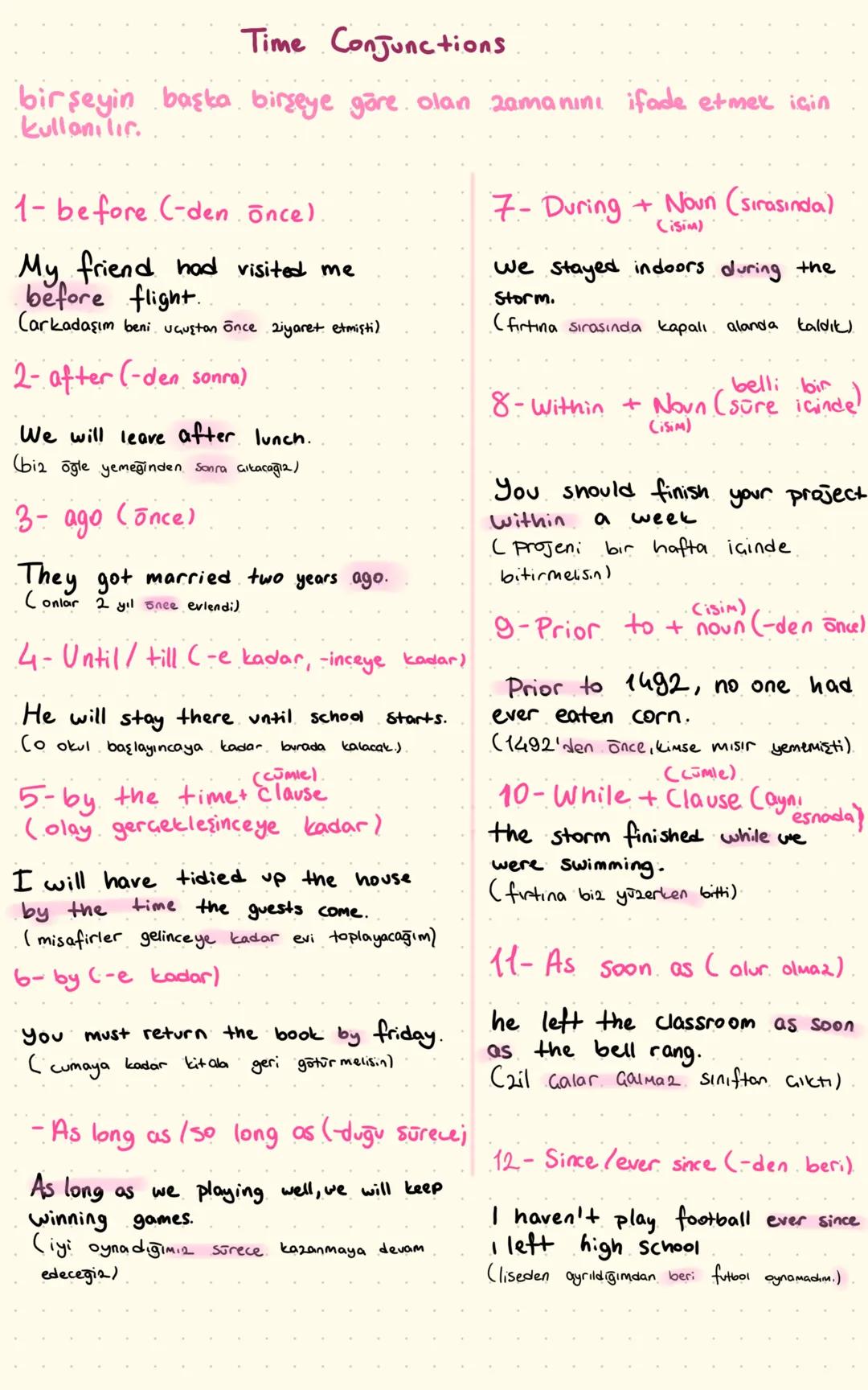 Time conjunctions (zaman bağlaçları)